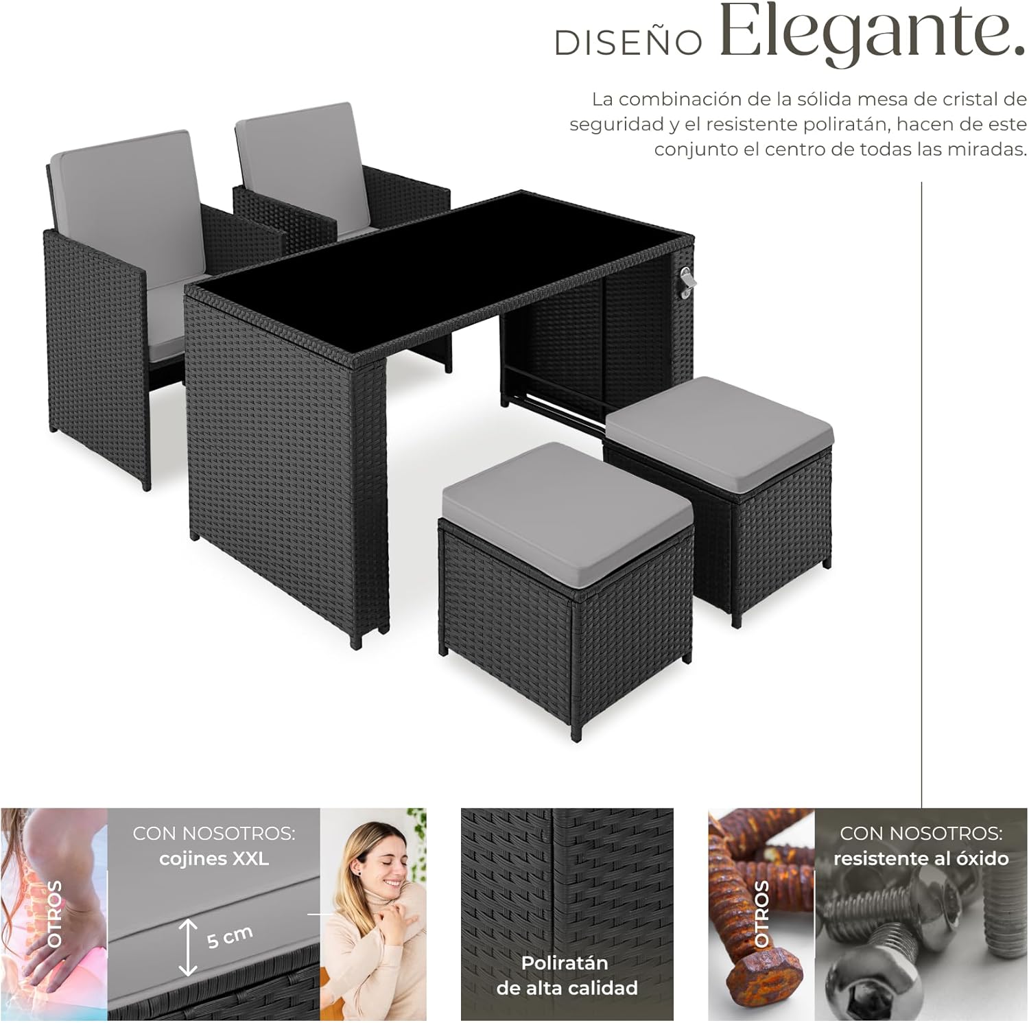 Thumbnail 2 de TecTake® Conjunto de Muebles de Jardín Ratán y Acero