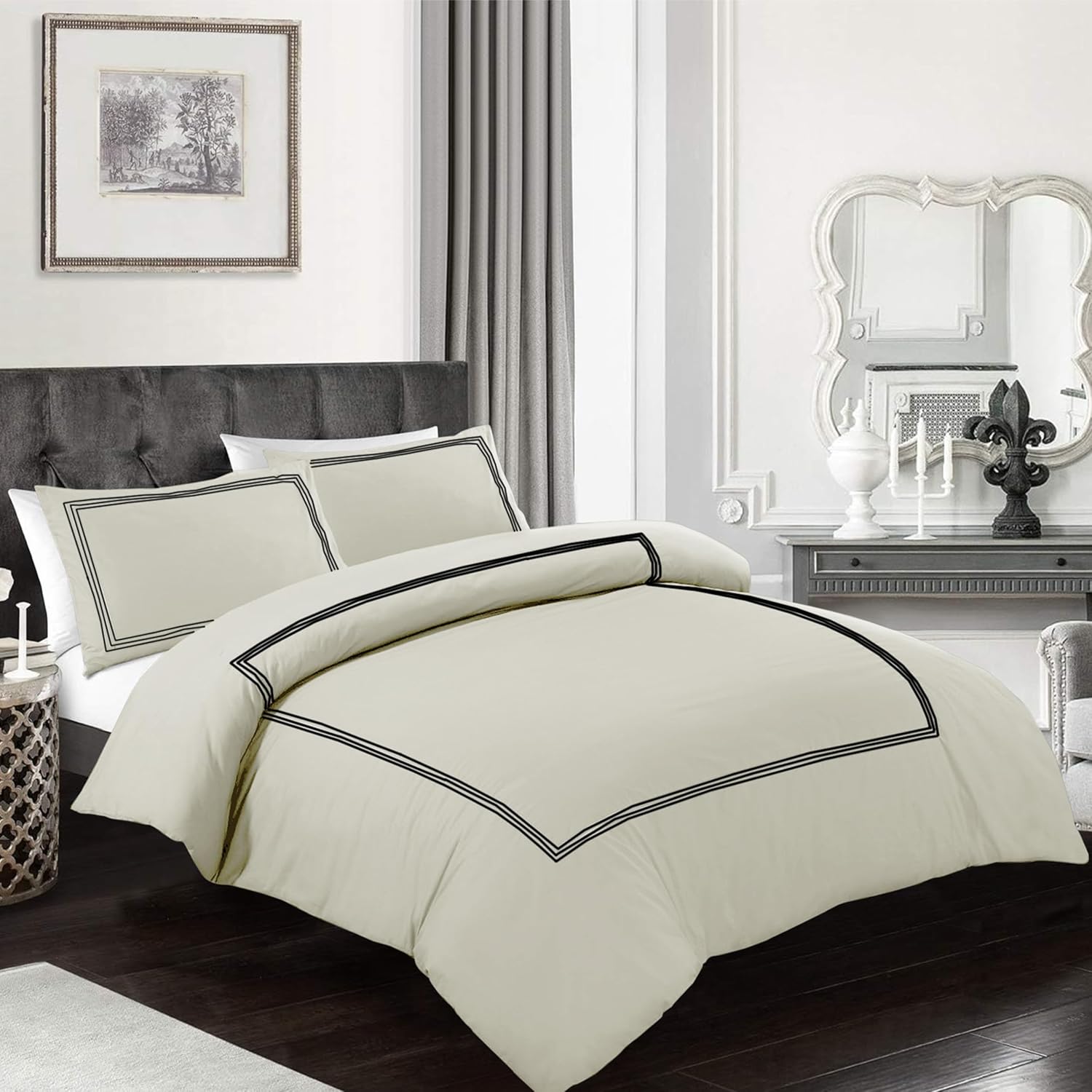 Thumbnail 6 de My home store Embroidered Duvet Cover 200TC Double