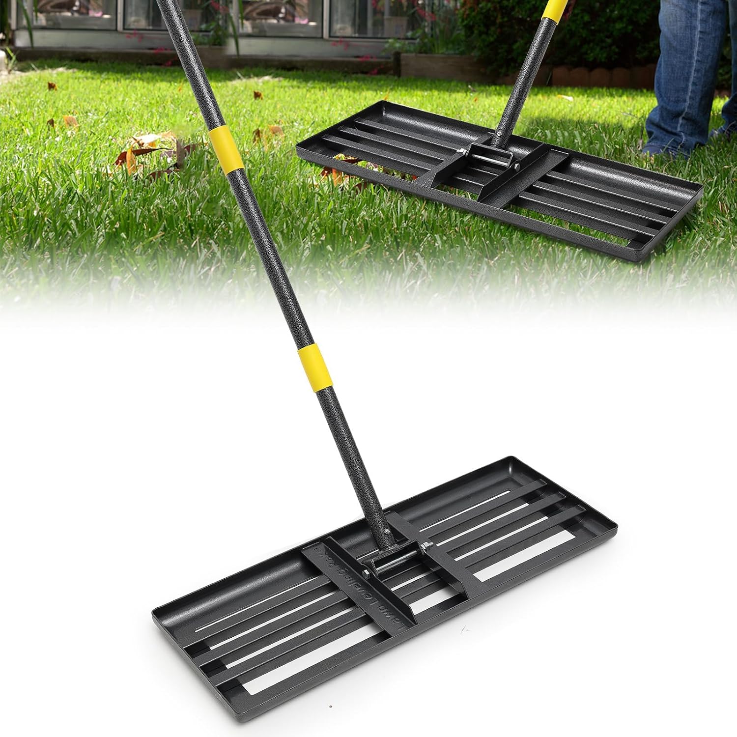 Rasenrechen Groß 152 cm Metall – Planierrechenschiene 76 cm für Boden-Nivellierung, Rasensanierung und Golfplatzpflege