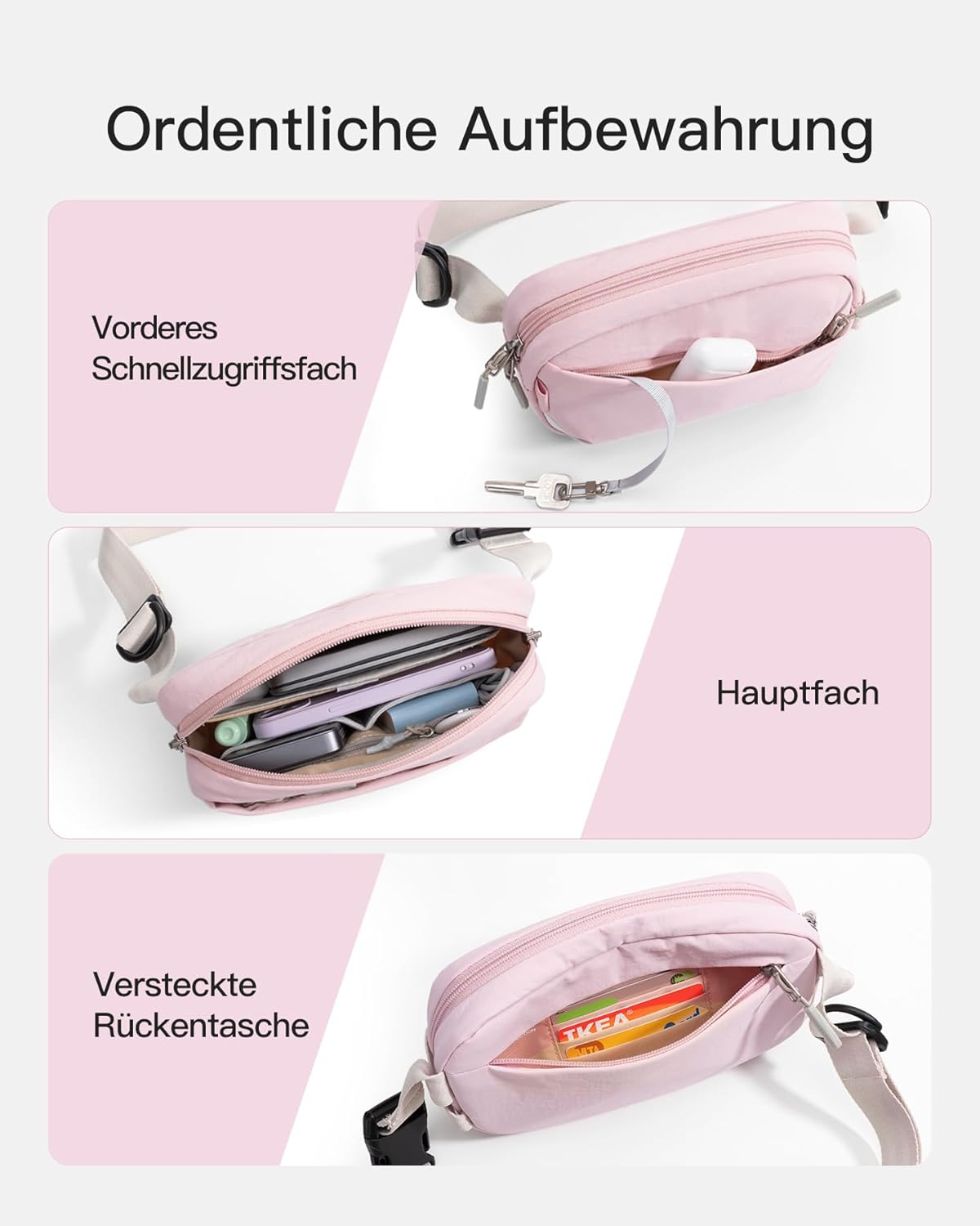 Thumbnail 2 de Inateck Sling Bag X-Mini (1,5 Liter) – Bauchtasche/Gürteltasche mit RFID-Schutz, rosa