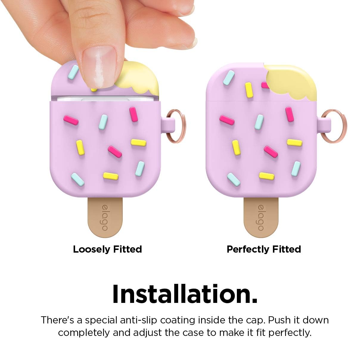 Thumbnail 6 de elago Étui Glace avec mousqueton pour Apple AirPods – coque en silicone 3D Myrtille