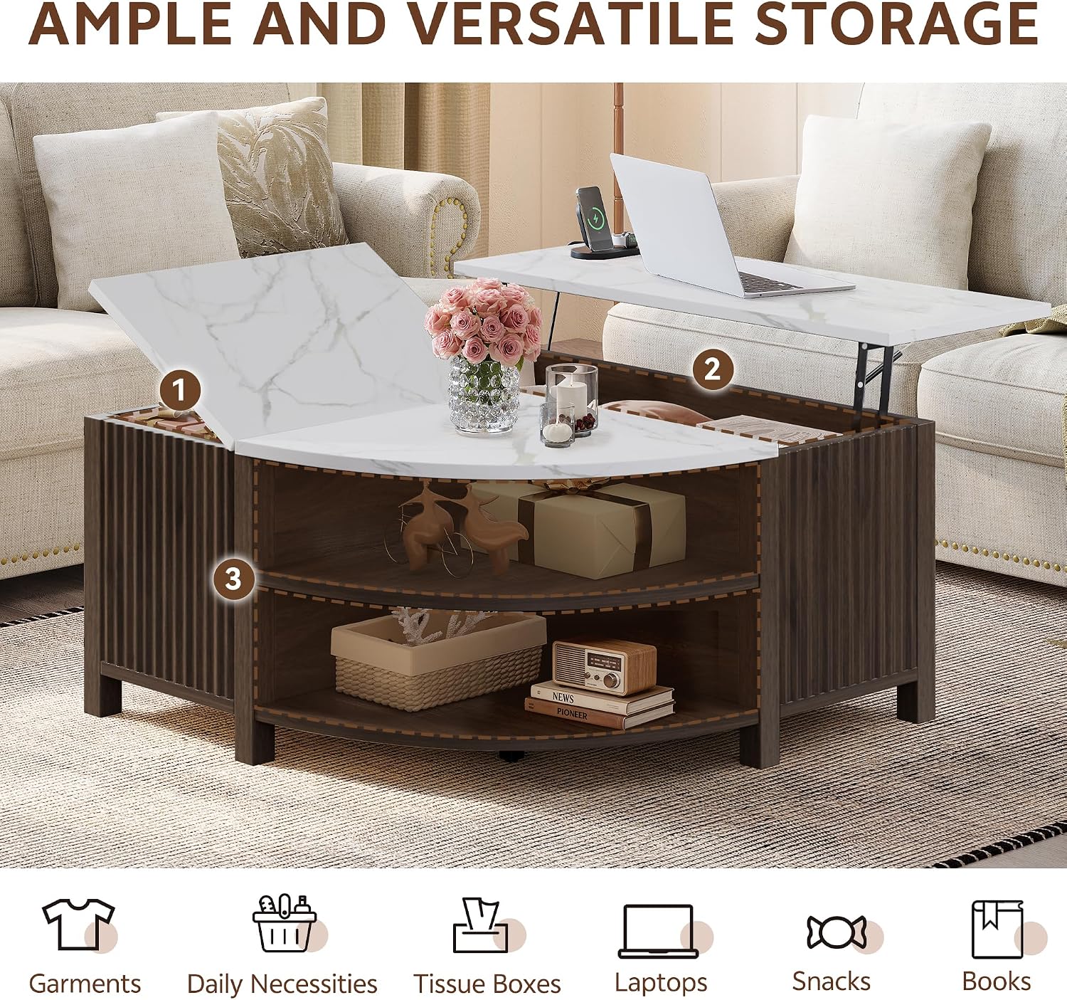 Thumbnail 5 de Homiflex Lift-Top Coffee Table, 35.4-Inch