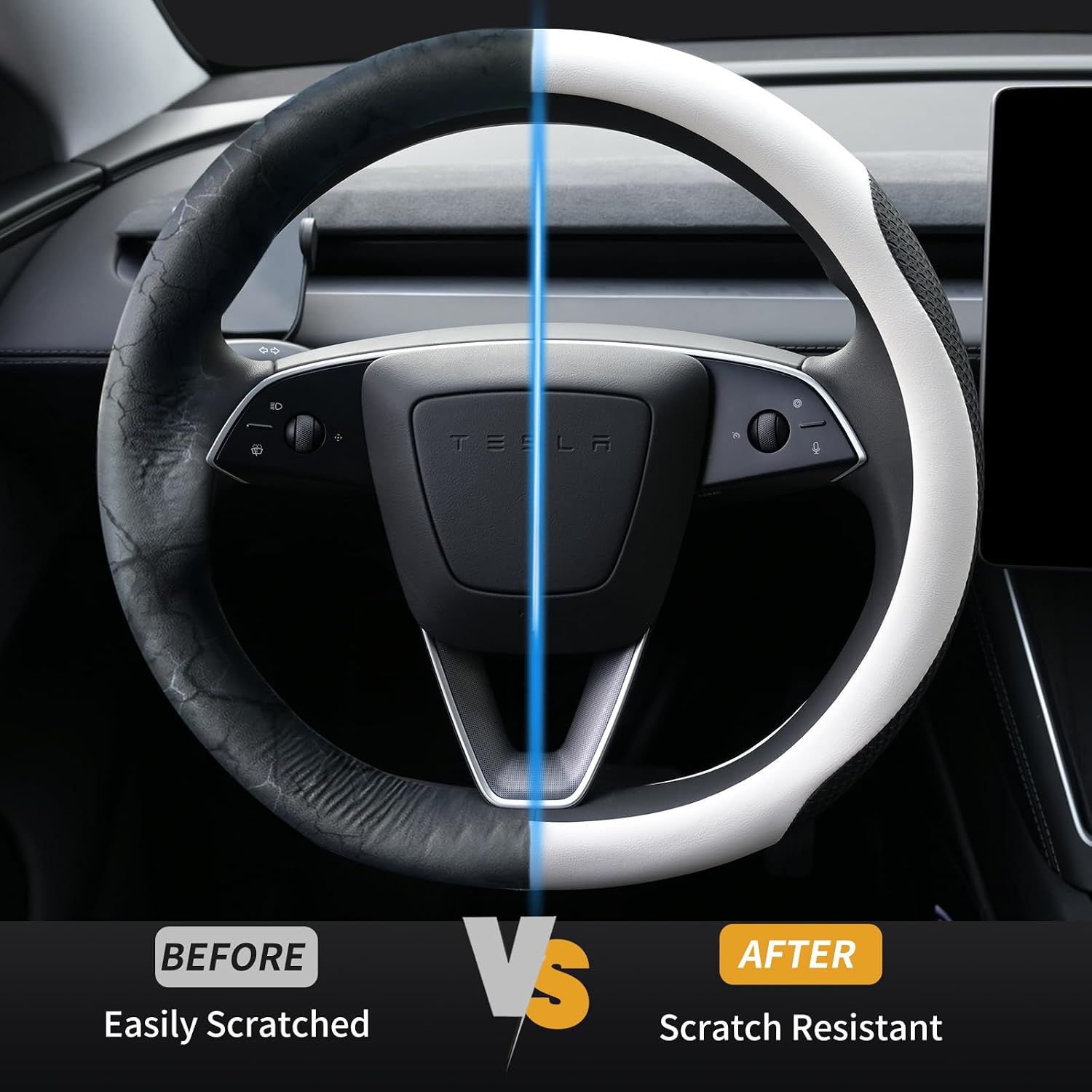 Thumbnail 3 de Uxcer Tesla Model 3/Y Leather Steering Wheel Cover