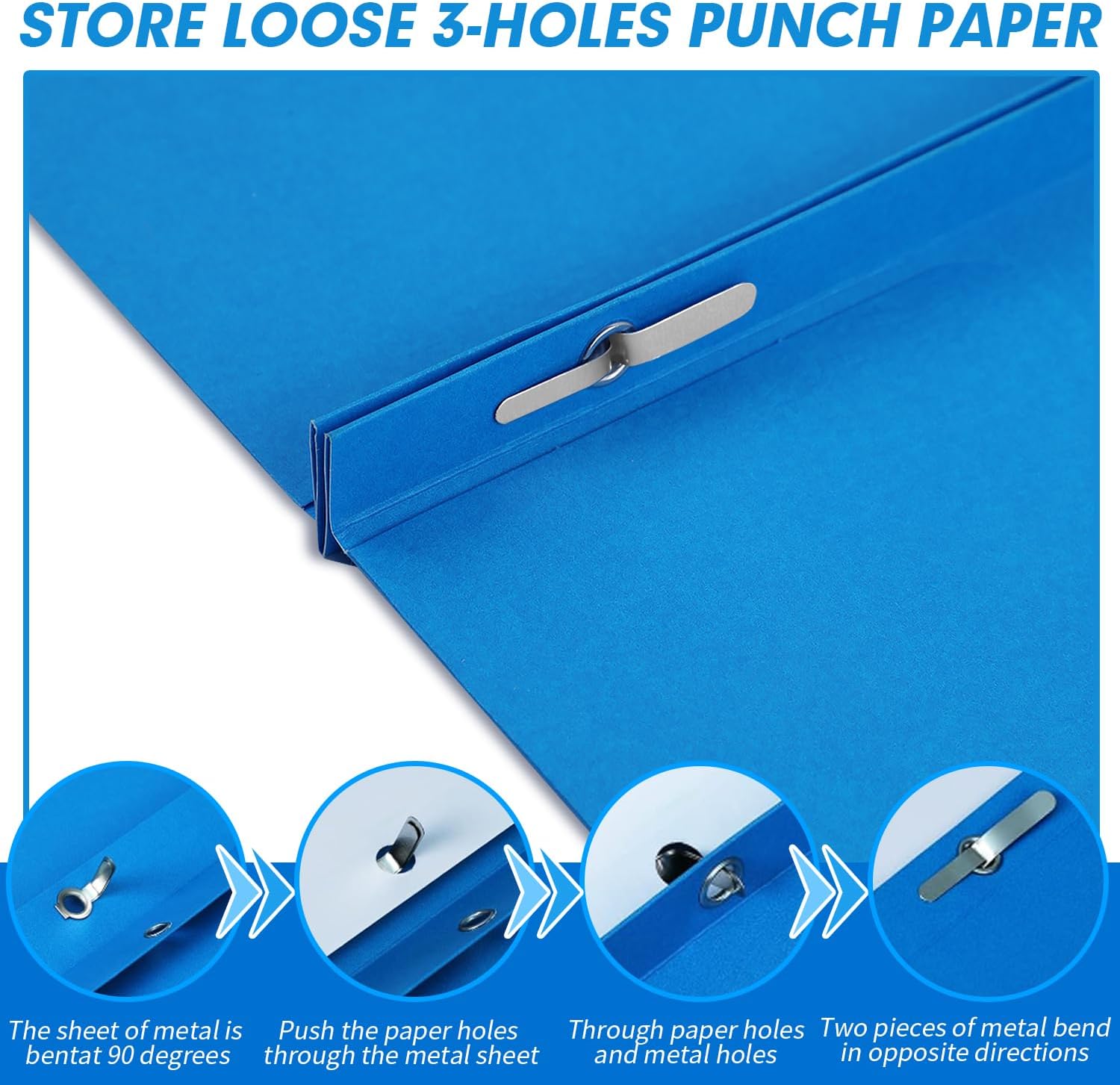 Detalle 2 de RAZCC Pocket Folders with Prongs-Light, 100-Pack Letter-Size Paper Folders