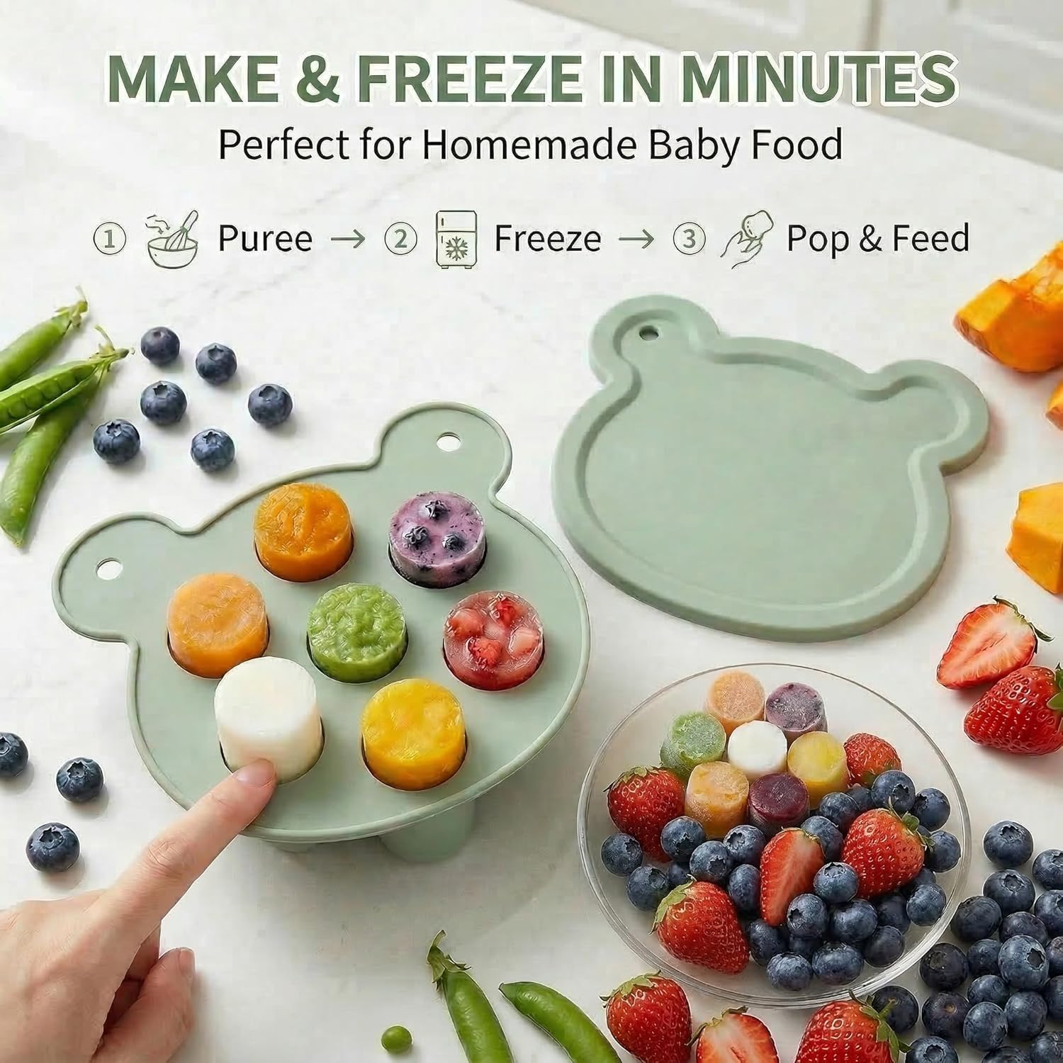 Thumbnail 2 de Silicone Baby Fruit Feeder Pacifier & Popsicle Molds – Green