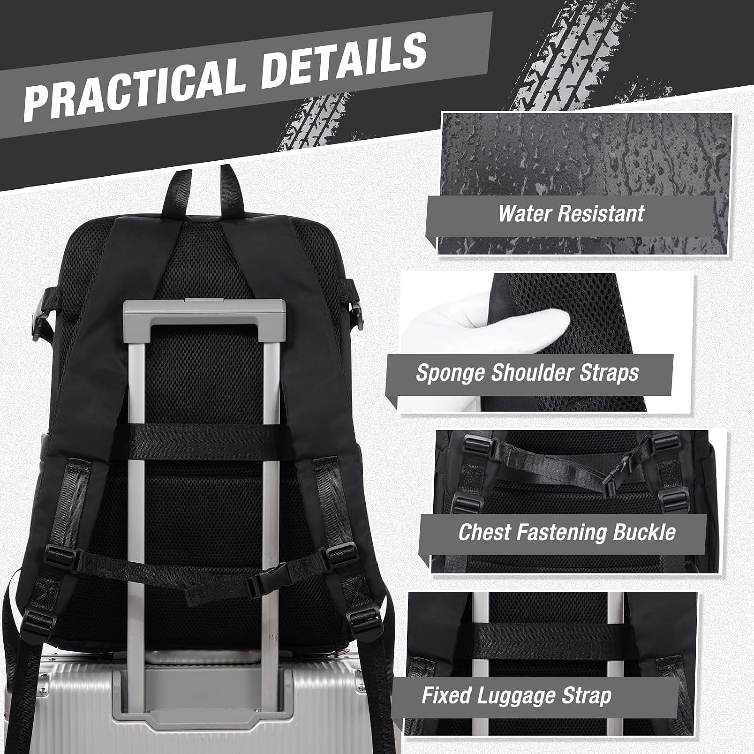 Thumbnail 5 de HYC00 Motorcycle Backpack: Waterproof, Expandable Main Compartment and Practical Daypack for Riding and Travel