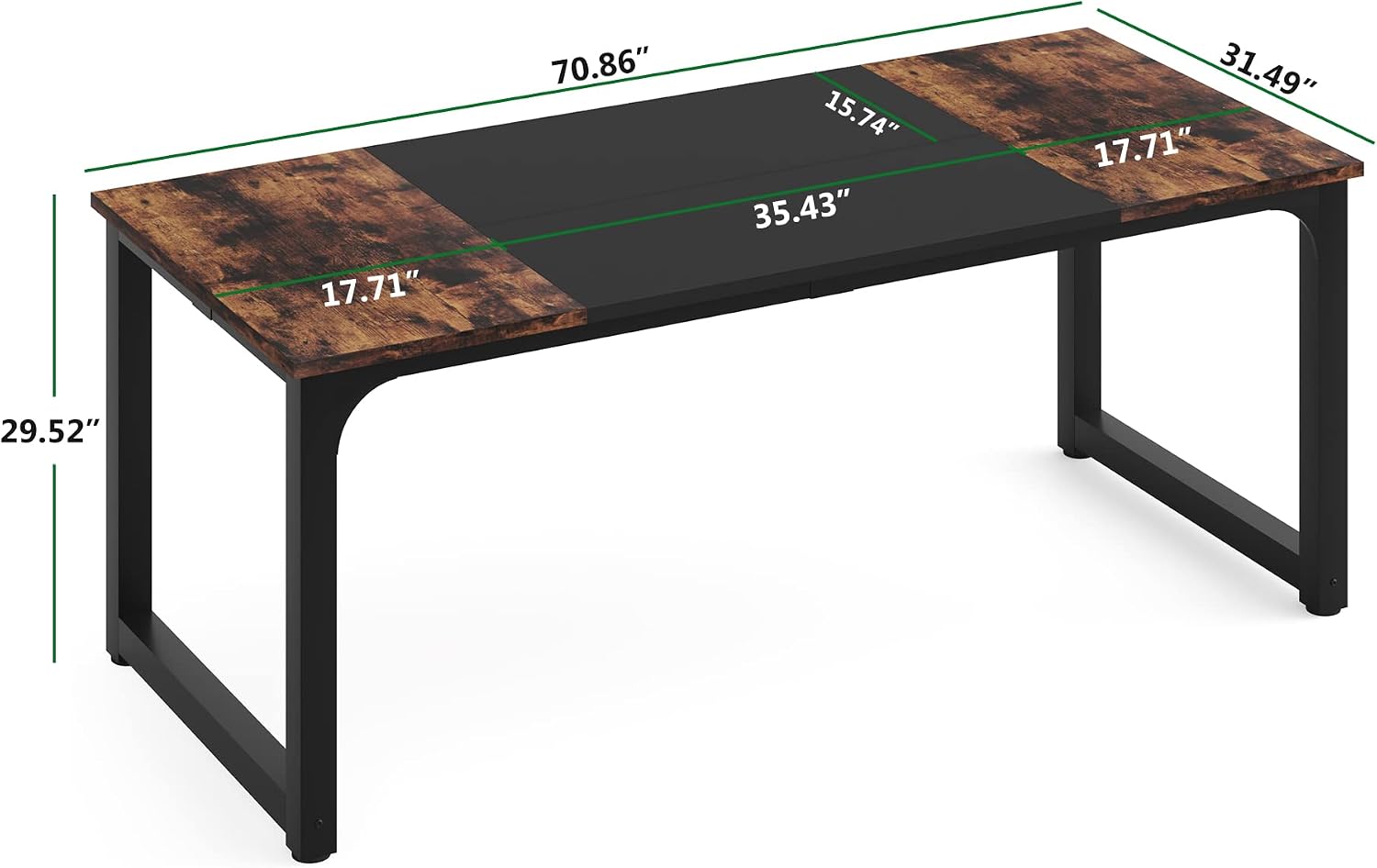Thumbnail 2 de LITTLE TREE SU012 Executive Desk, 70.8-Inch Desktop, Metal Frame and Drawer