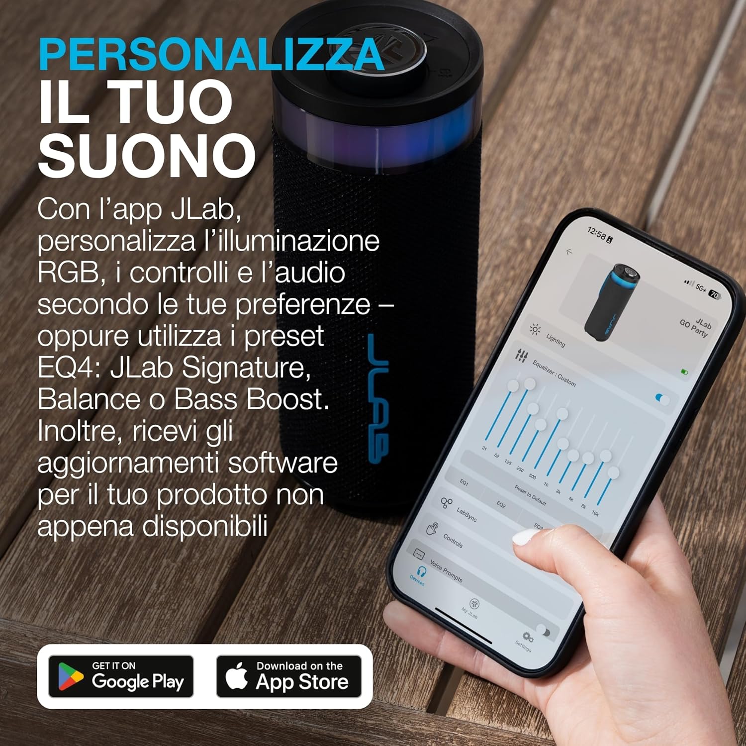 Thumbnail 3 de JLab Go Party cassa Bluetooth portatile da 10W con luci RGB e autonomia fino a 16+ ore (IP56) – Nero