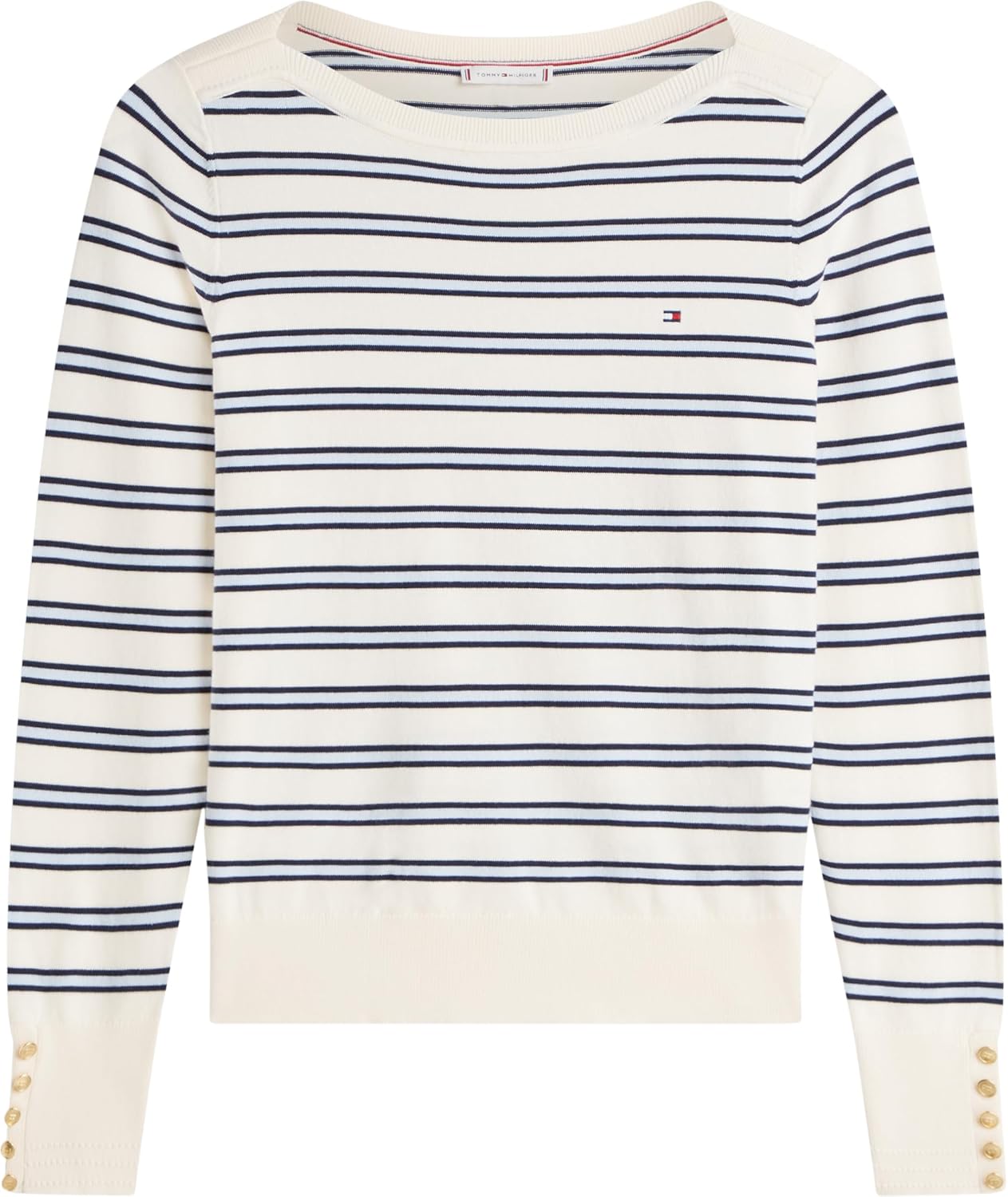Detalle de Tommy Hilfiger Pull femme en maille — chic intemporel et confort soigné