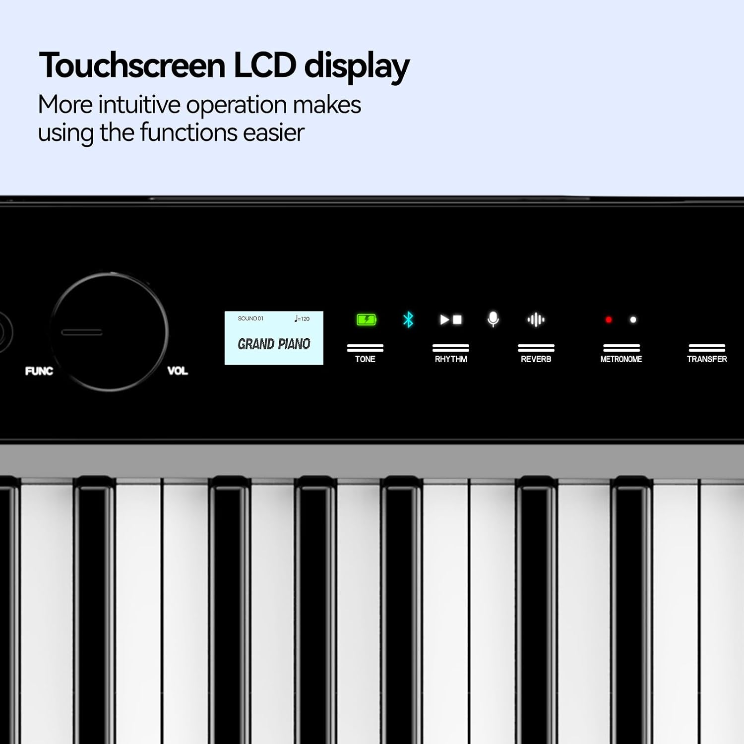 Detalle de TERENCE V70 Klappbares Digitalpiano – 88 gewichtete Tasten, kraftvoller Klang, kompakt