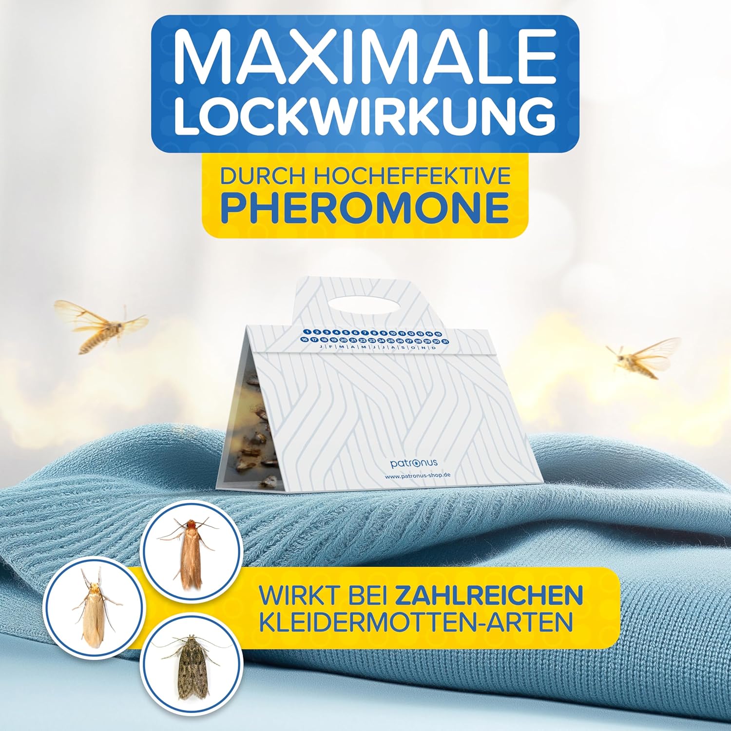 Thumbnail 2 de Patronus Kleidermottenfalle (6 Stück) – geruchlose Pheromon-Klebefallen für den Schrank