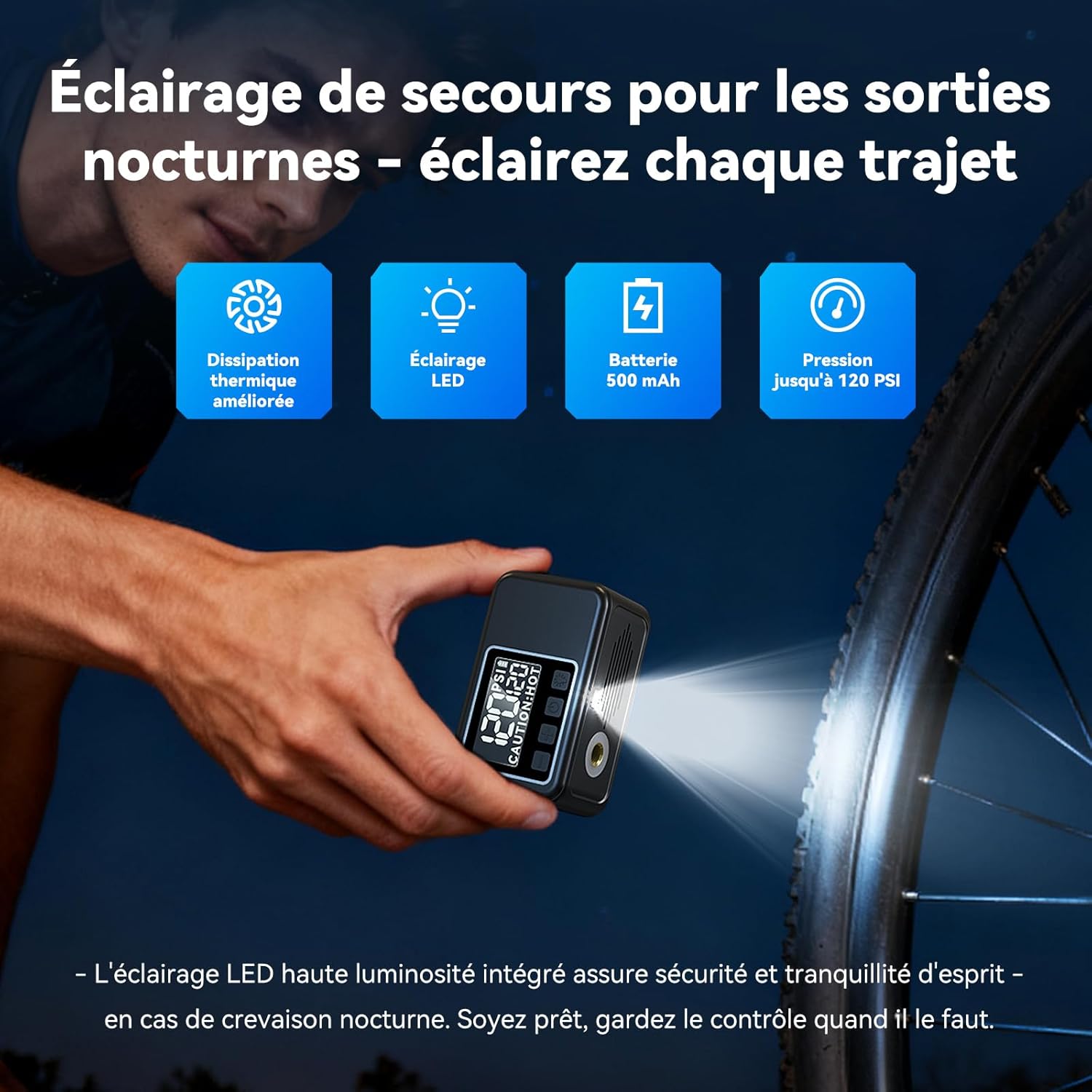 Thumbnail 6 de Ecliptron Pompe à Vélo Électrique Tiny: pompe compacte avec manomètre et arrêt automatique