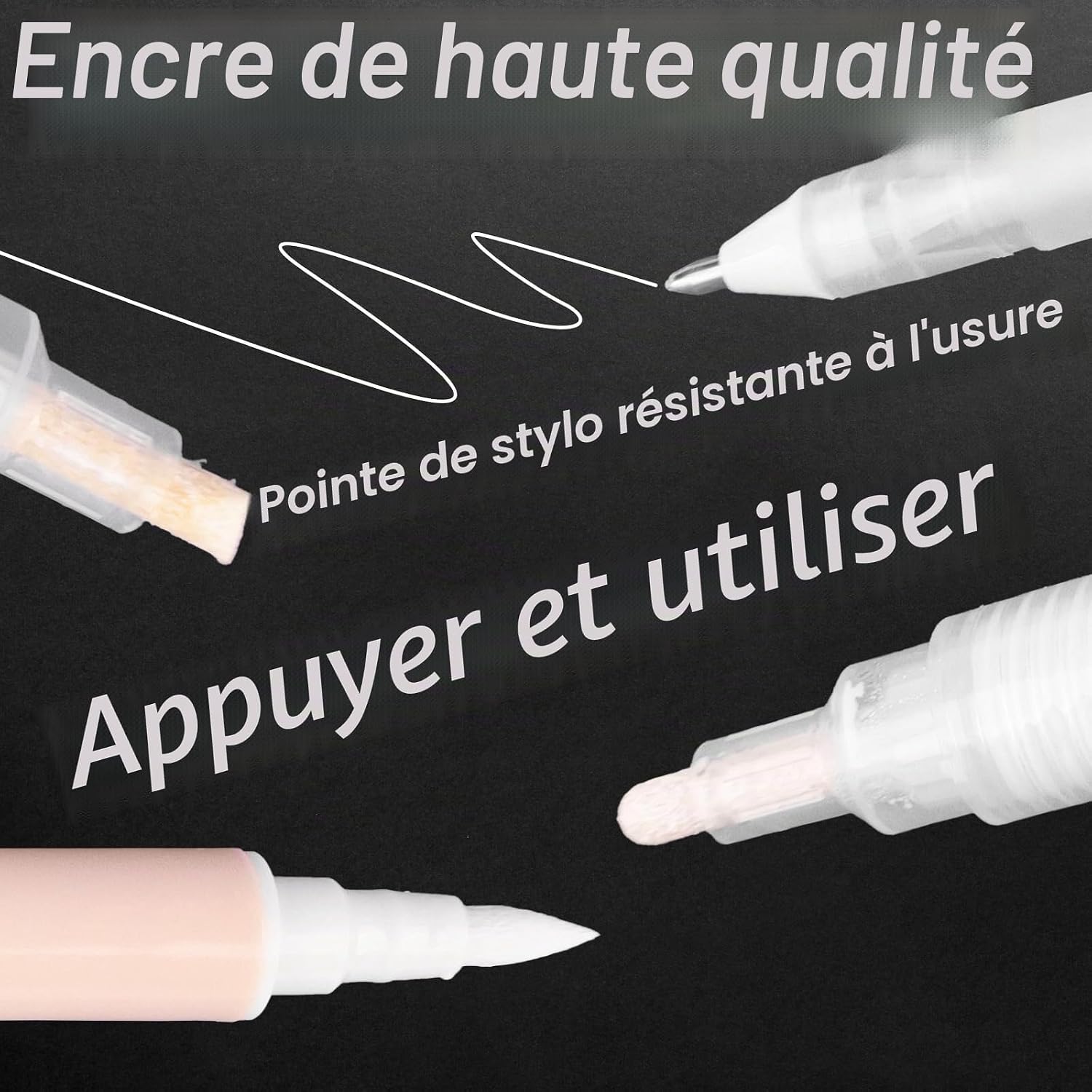 Thumbnail 3 de GADITIEK Lot de 6 stylos gel blanc — pointes 0,6/0,8/1,0/1,2/2,0/4 mm pour art et scrapbooking