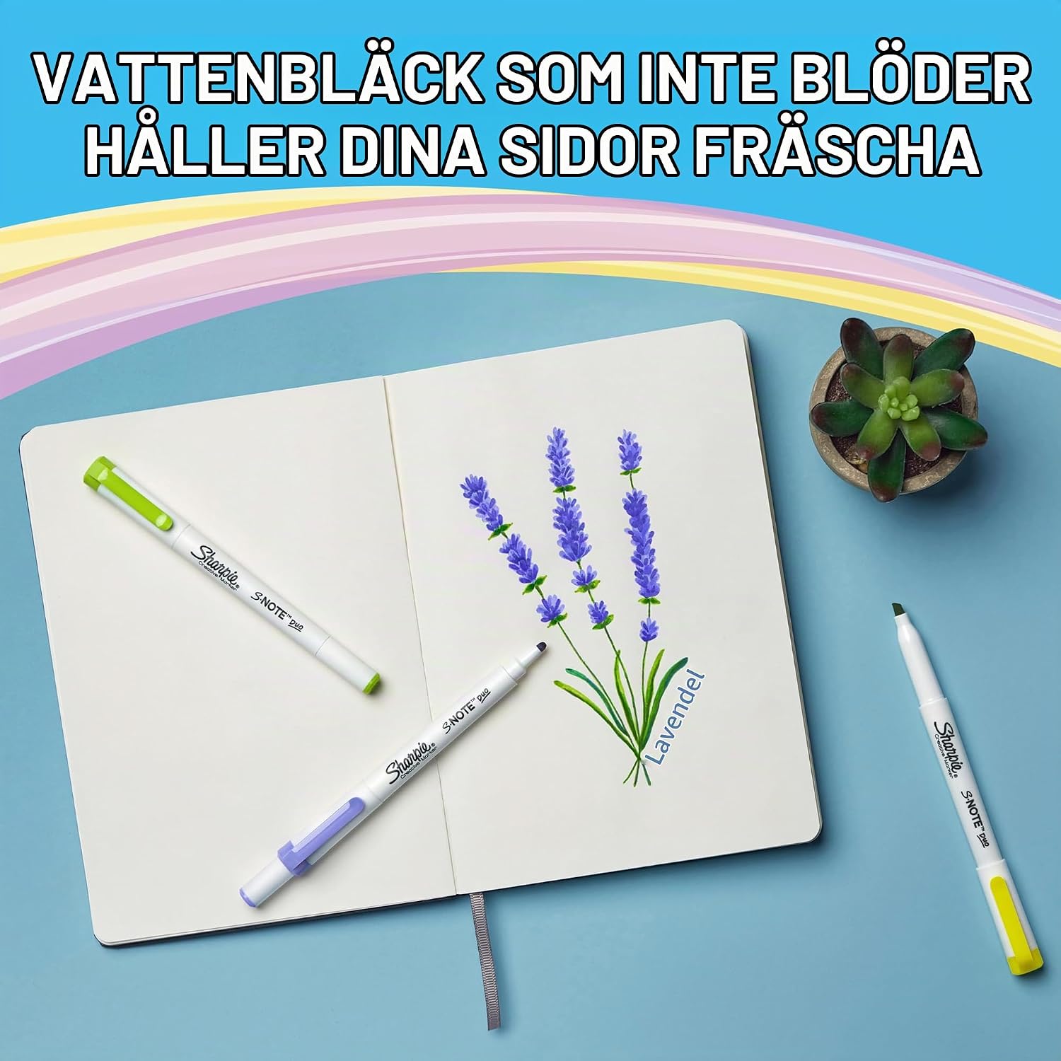 Detalle de Sharpie S-Note Duo överstrykningspennor med dubbla spetsar, pastell, 16-pack