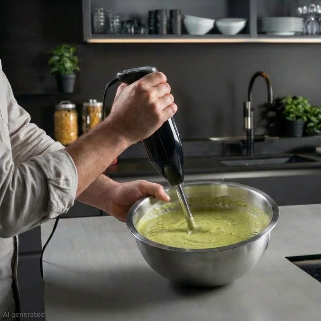 Thumbnail 1 de bamix Stabmixer Set M350 MAXX (300 Watt) inkl. Zubehör: Multifunktions-, Fleisch- & Gemüsemesser, Quirl und Schlagscheibe