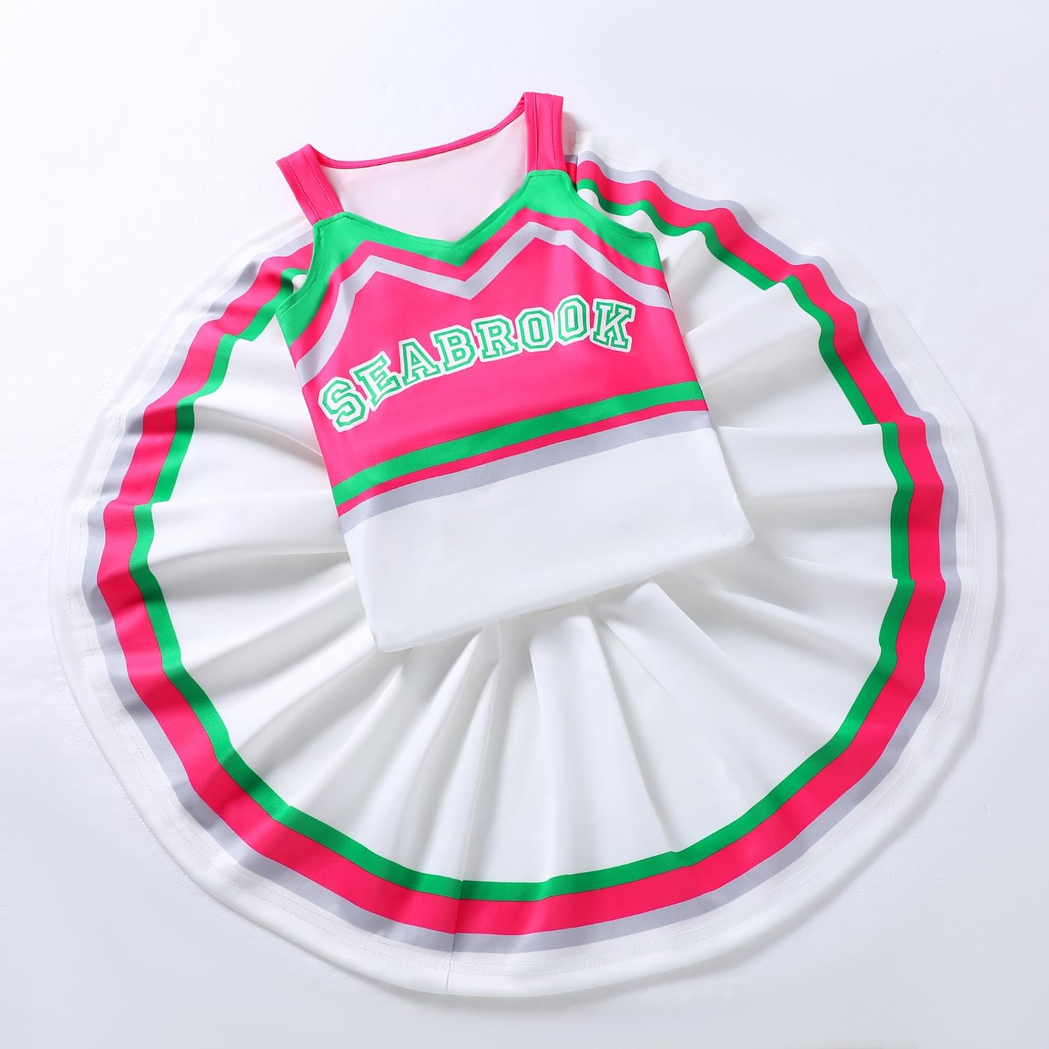 Detalle de ZapLute ZPT1364 Girls' Cheerleader Costume with Pleated Skirt and Pom-Poms