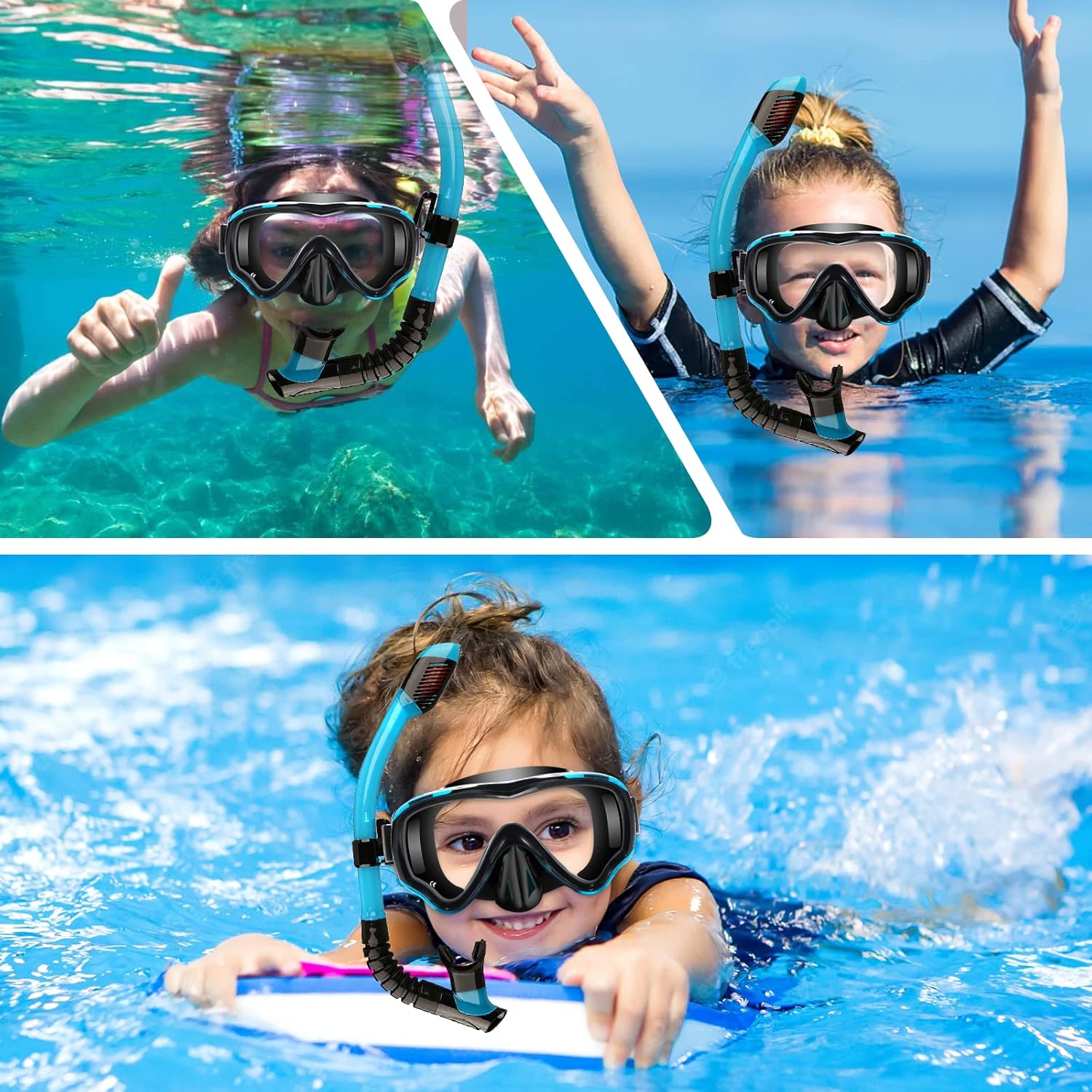 Thumbnail 6 de HIKOTEY Kids Snorkel Set (4-16 Years) with 180° Panoramic View Mask and Dry Snorkel