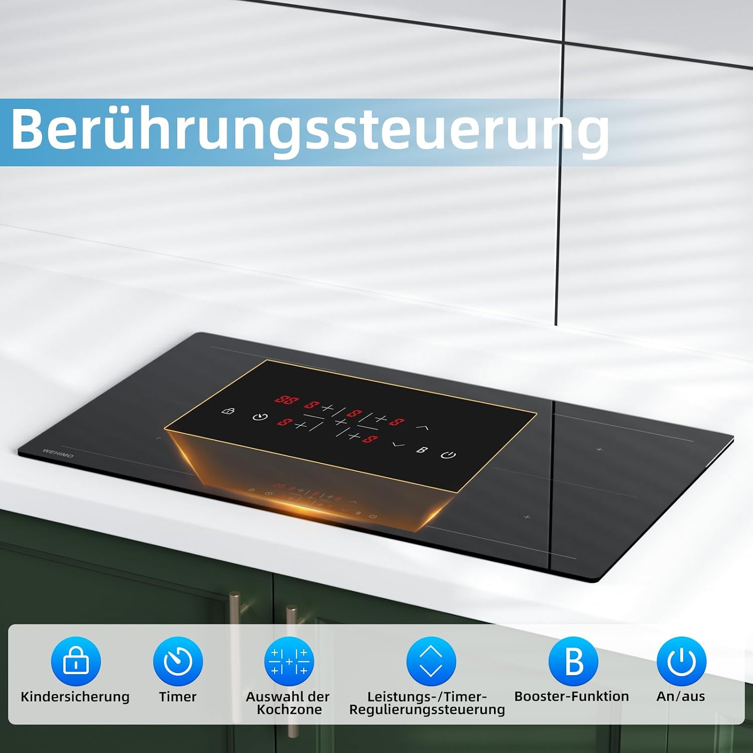 Thumbnail 3 de WEHIMO Induktionskochfeld 90 cm mit 5 Zonen und Power Booster