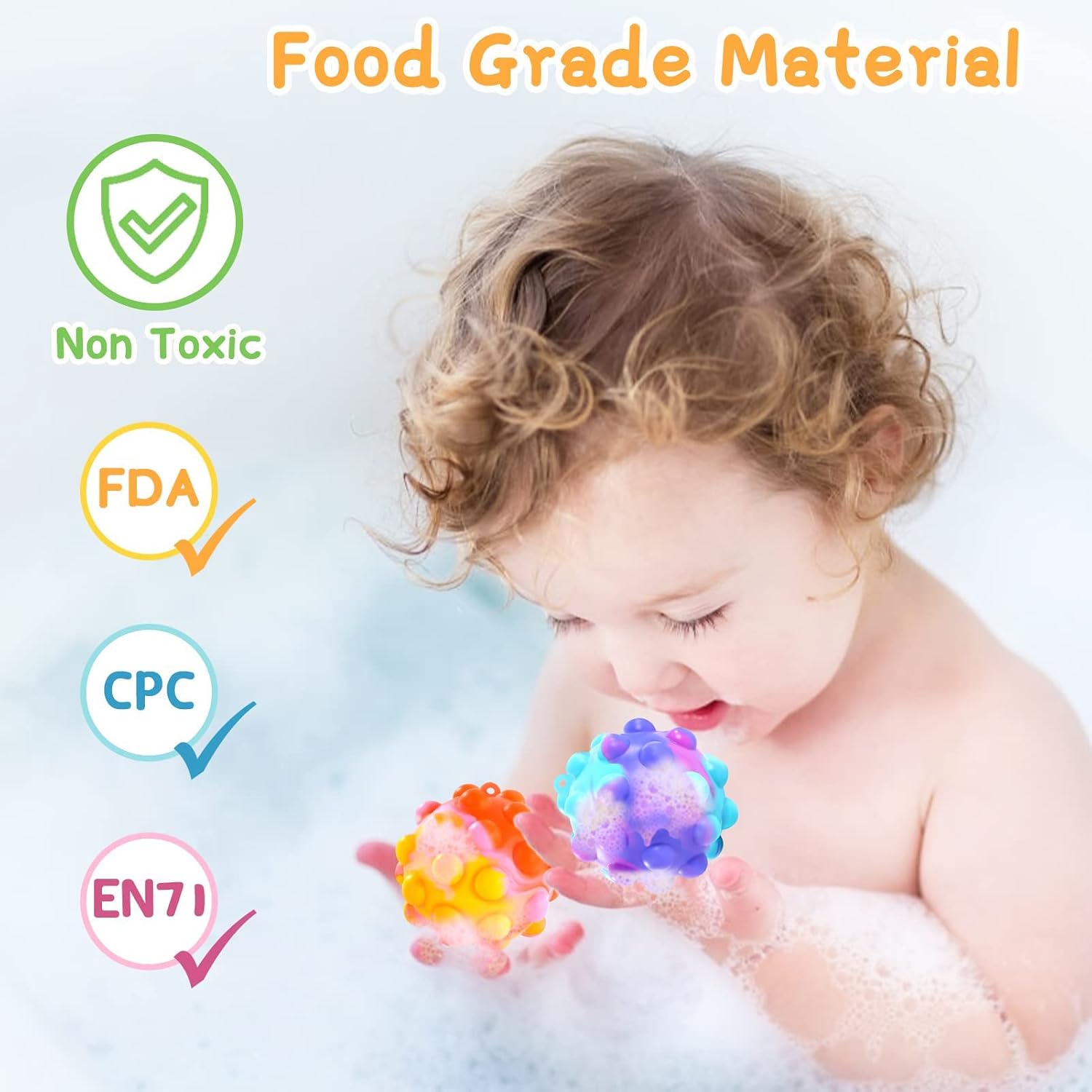 Detalle de Genuvi TOY6 Pop Fidget Toy Set, 6 Silicone Balls with Press-and-Pop Play
