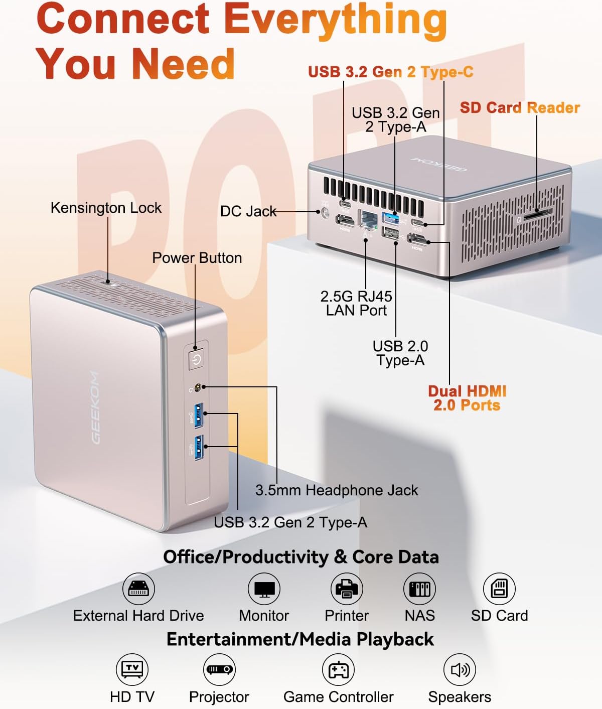 Thumbnail 5 de GEEKOM A5 2026 Mini PC (AMD Ryzen 7 5825U, Windows 11 Pro, 16GB RAM, 512GB SSD) with 3-Year Coverage