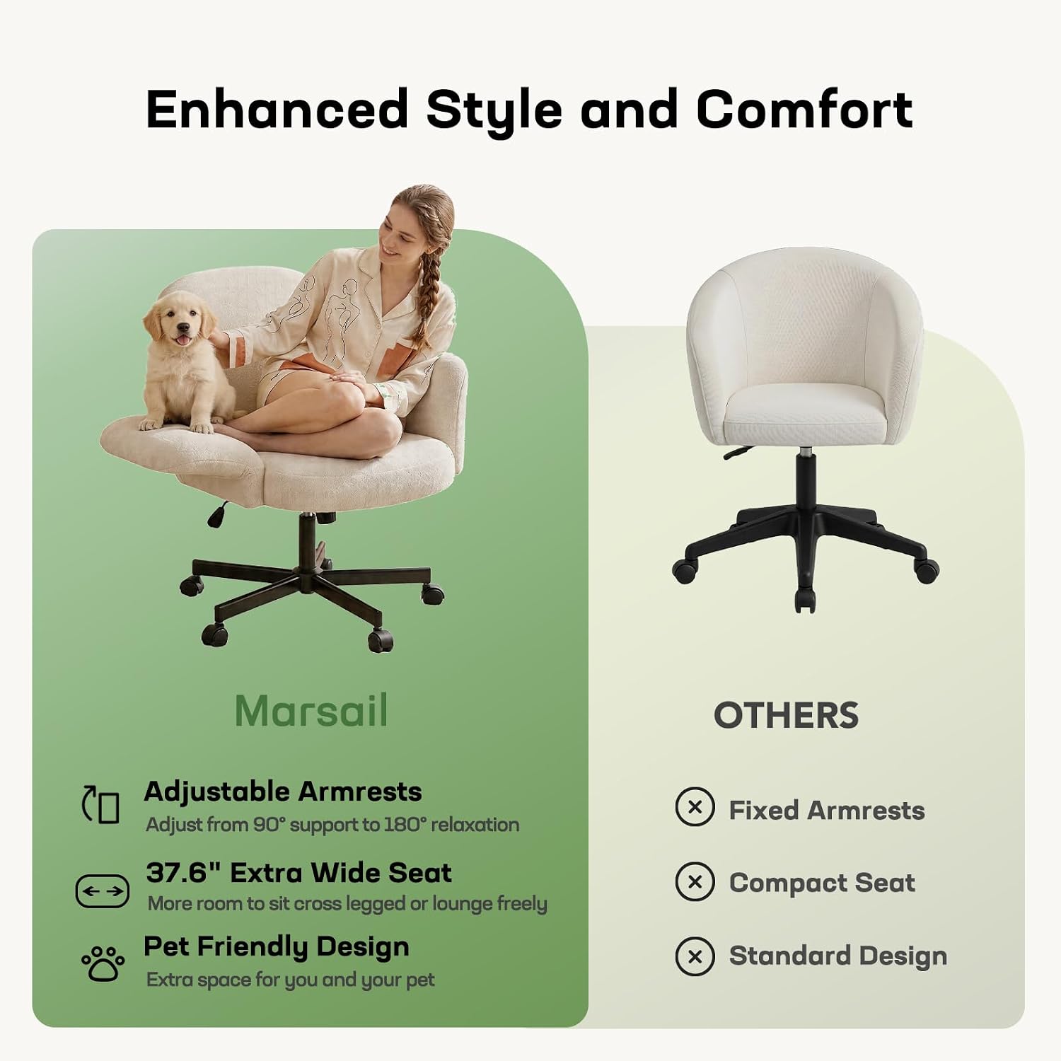 Detalle 2 de Marsail Office Chair, Chenille Fabric
