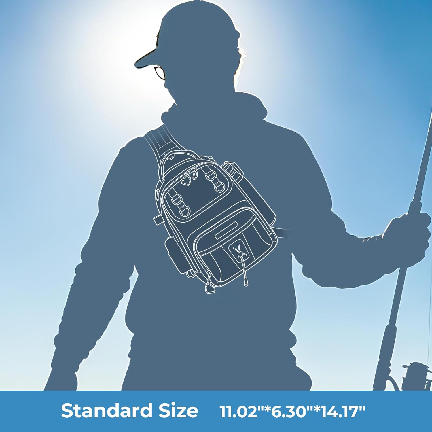 Thumbnail 6 de KastKing BaitSpace Fishing Sling Bag (Rod & Beverage Holder) for Tackle Storage