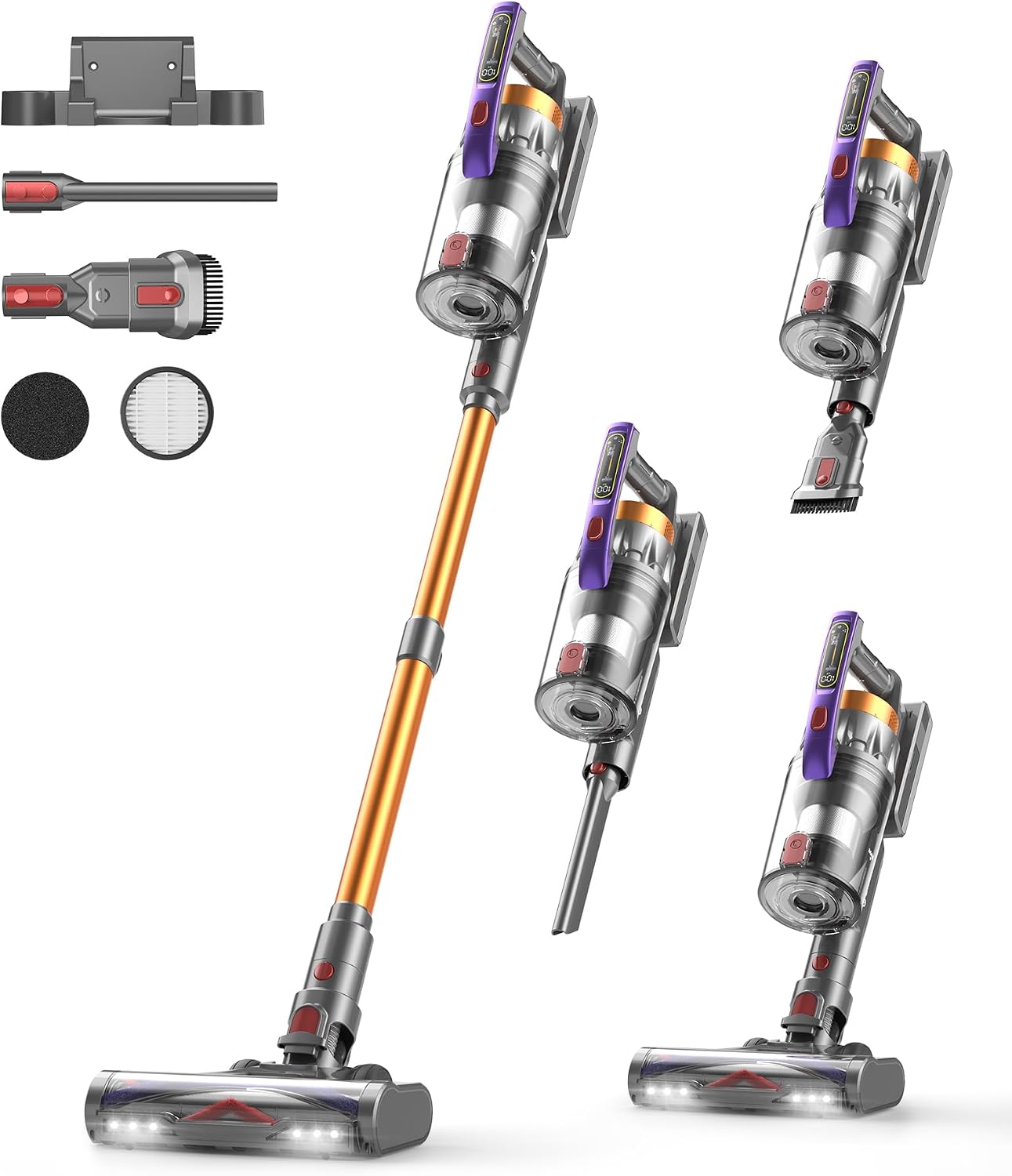 Detalle de CHEBIO Akku Staubsauger 50000Pa/600W – kabellos, 75 Min., Anti-Tangle-Bürste, 1,8L