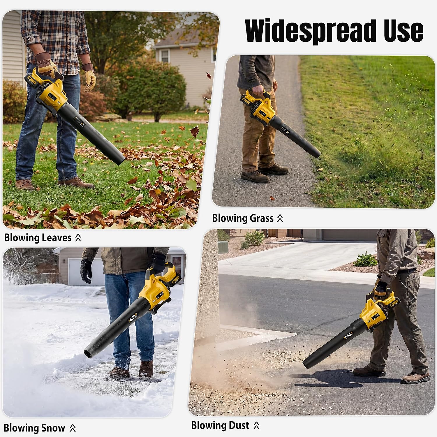 Detalle 1 de LOSART CYJ Cordless Leaf Blower, 650 CFM, 3 Speeds, Dual 5.0Ah Batteries