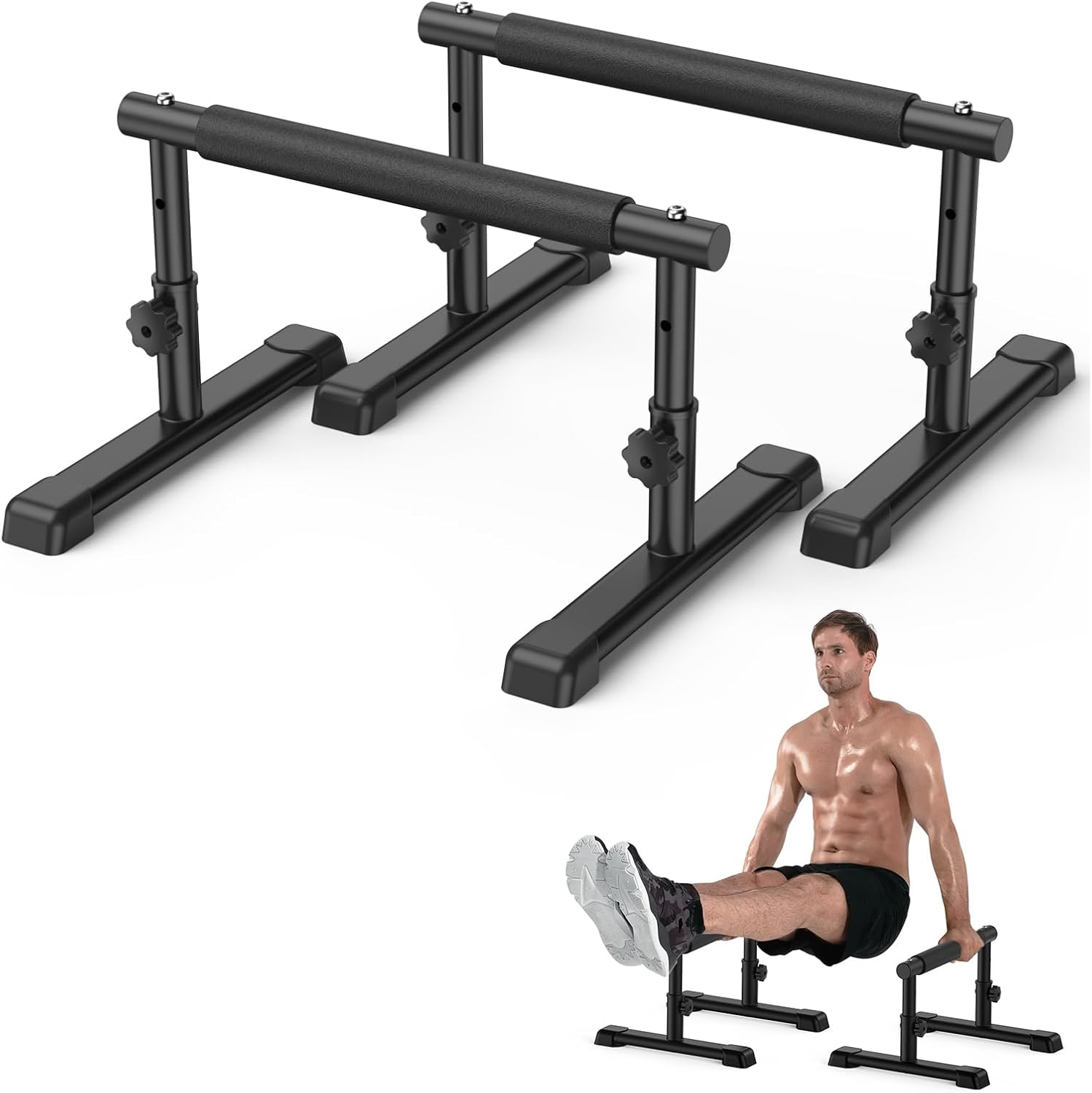 IMAYCC Parallettes calisthénics 2 en 1 réglables (barres de dips/push-up) antidérapantes
