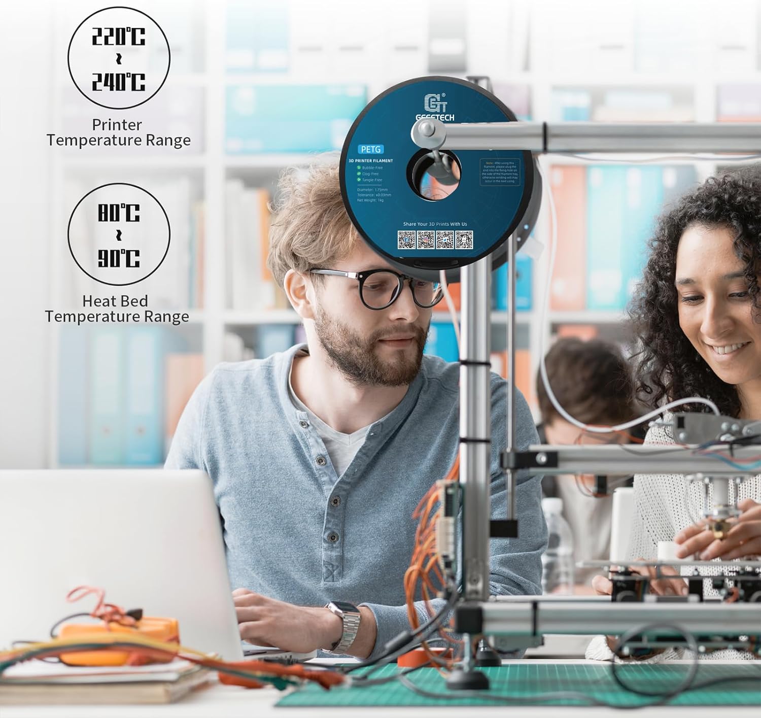 Thumbnail 4 de GEEETECH PETG 1kg 1,75 mm Spule Silber 🧶