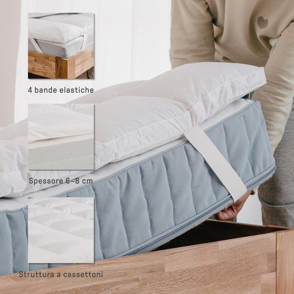 Thumbnail 3 de DREAMIN*101 Topper Matrimoniale 170x190 cm in Piuma Traspirante: comfort naturale per il tuo riposo