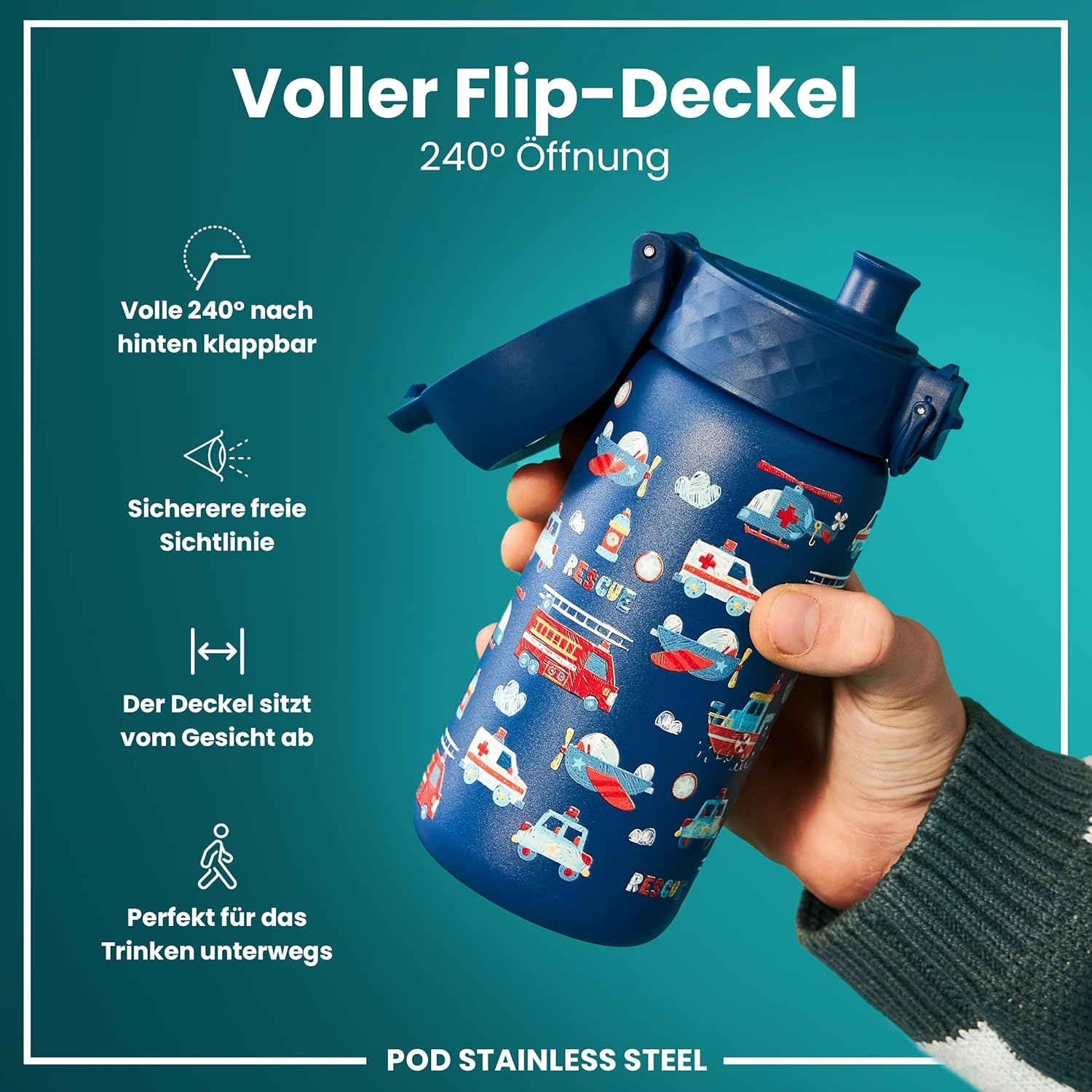 Detalle 2 de ion8 Kinder Trinkflasche 400ml 🥤