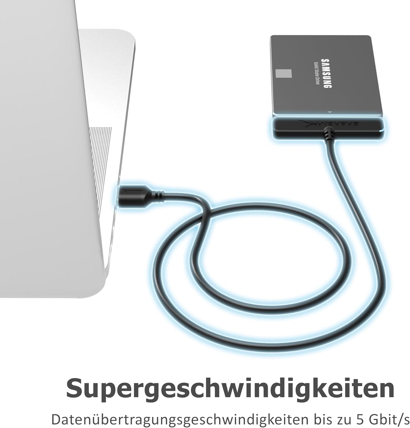 Detalle de SABRENT SATA-USB-Adapter für 2,5" SSD/HDD (EC-SSHD) mit bis zu 5 Gbps und UASP