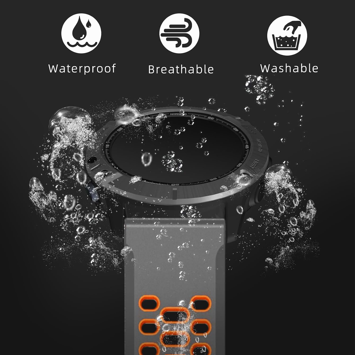 Detalle 2 de RosMank 22mm Silicone Watch Strap for Huawei Watch GT6 Pro / GT6 / GT5 Pro / GT5 / GT4 / GT3 (46mm) – Two Colour Replacement Band