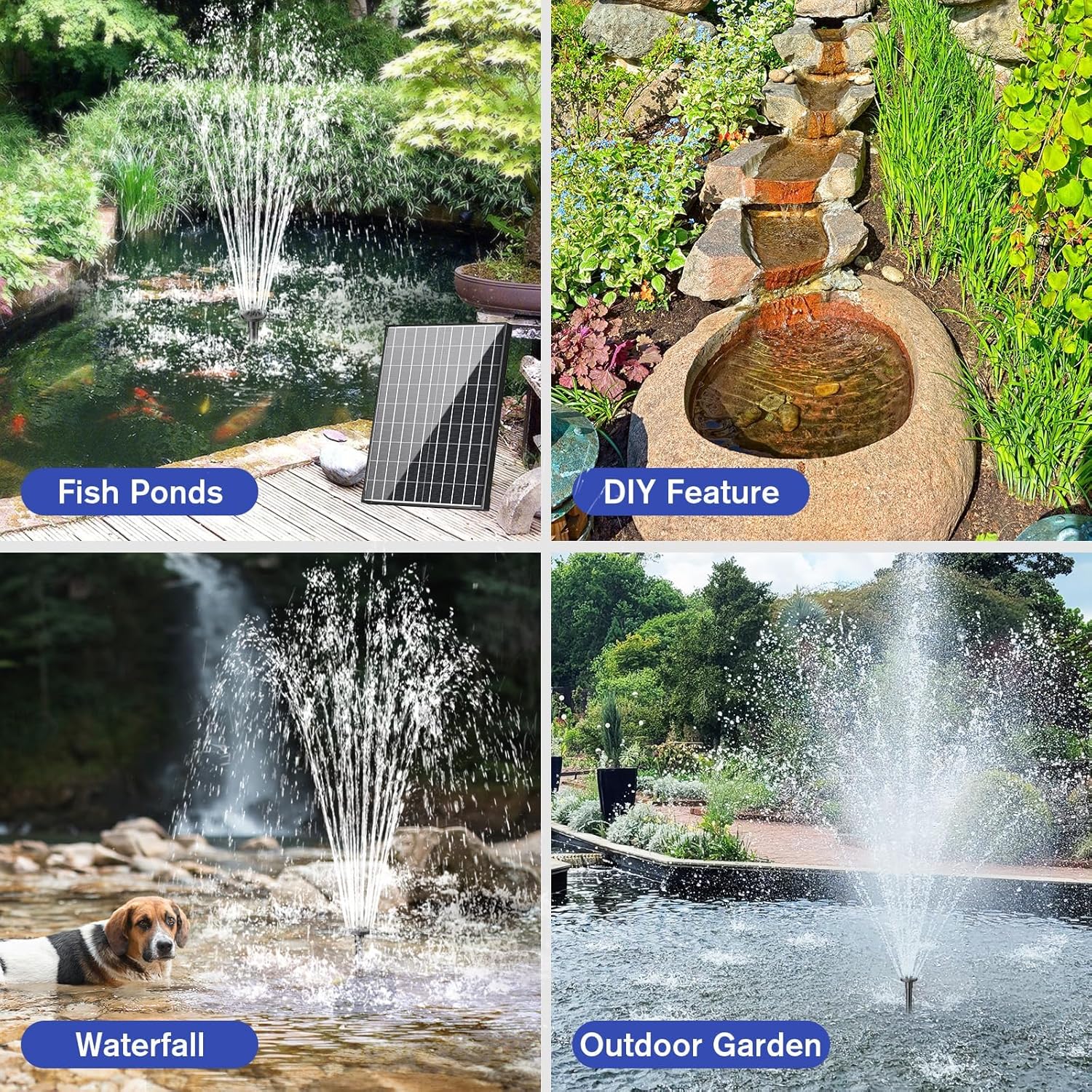 Detalle de POPOSOAP 30W Solar Pond Pump with 430GPH Flow and Diverter Valve