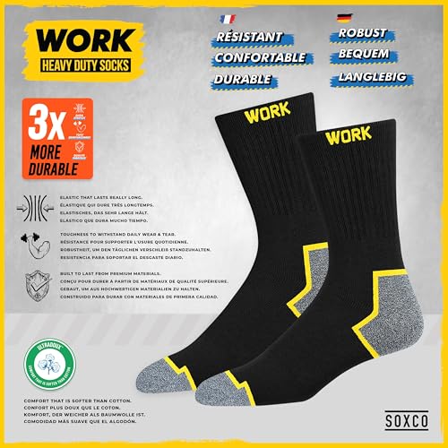 Thumbnail 3 de SOXCO WORK Socks (10 pares) para trabajo: calcetines hombre 39-42 con amortiguación y control de humedad