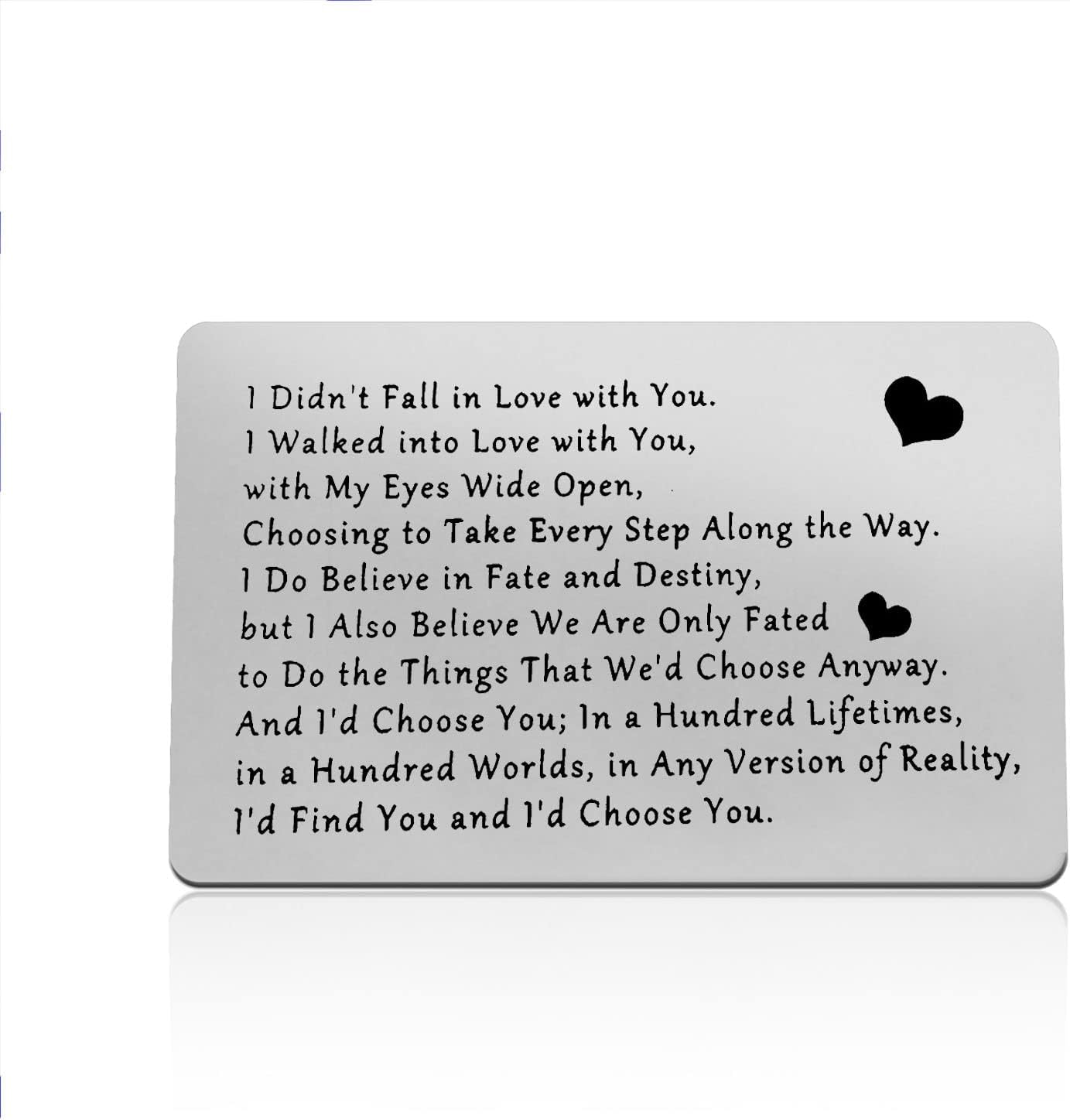 Anniversary Metal Wallet Insert Card for Boyfriend & Girlfriend (Couples Gift)