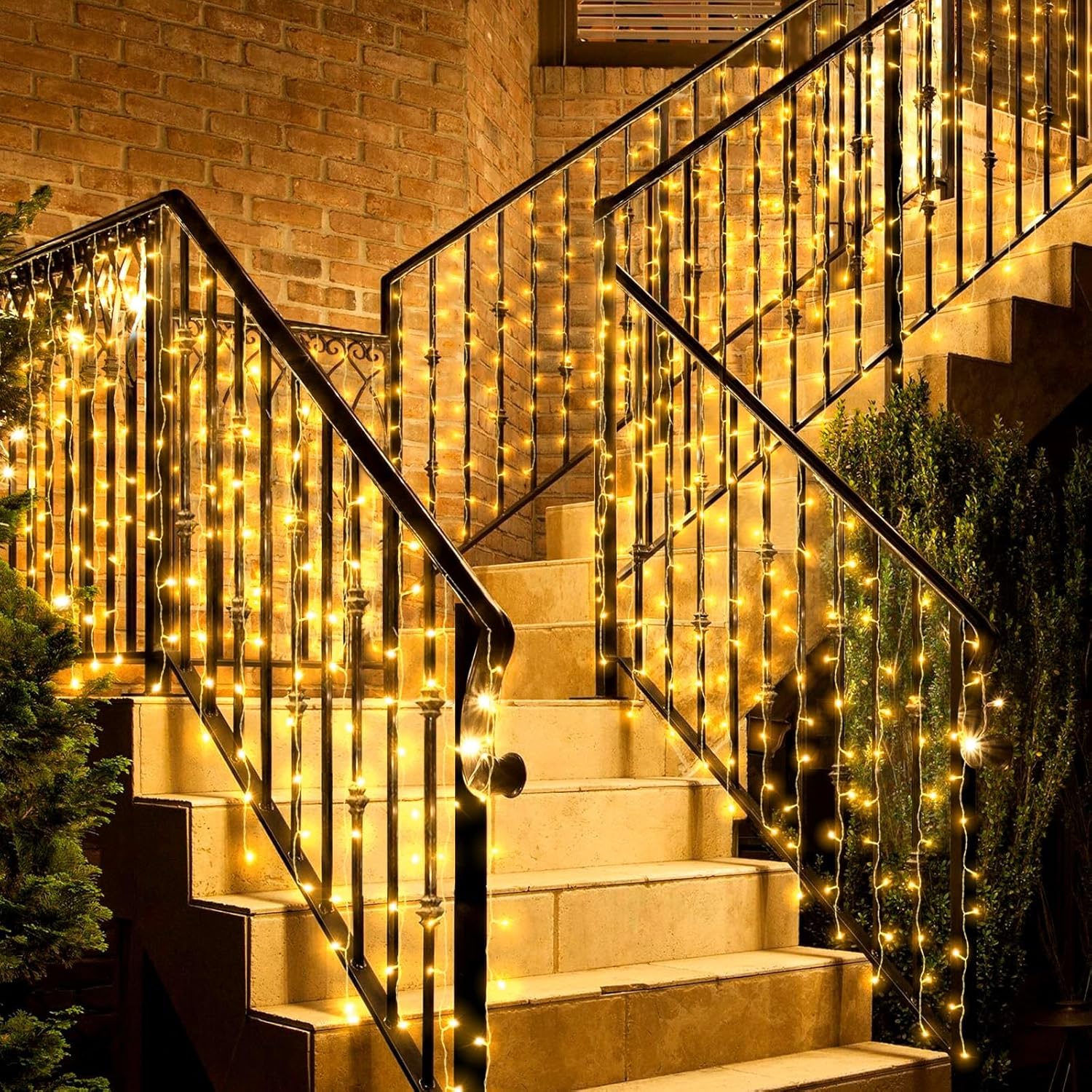 Thumbnail 5 de A.bigwhale Lichtervorhang Außen 4x1 m mit Eisregen-Effekt, 200 warmweiße LED, Timer & Memory