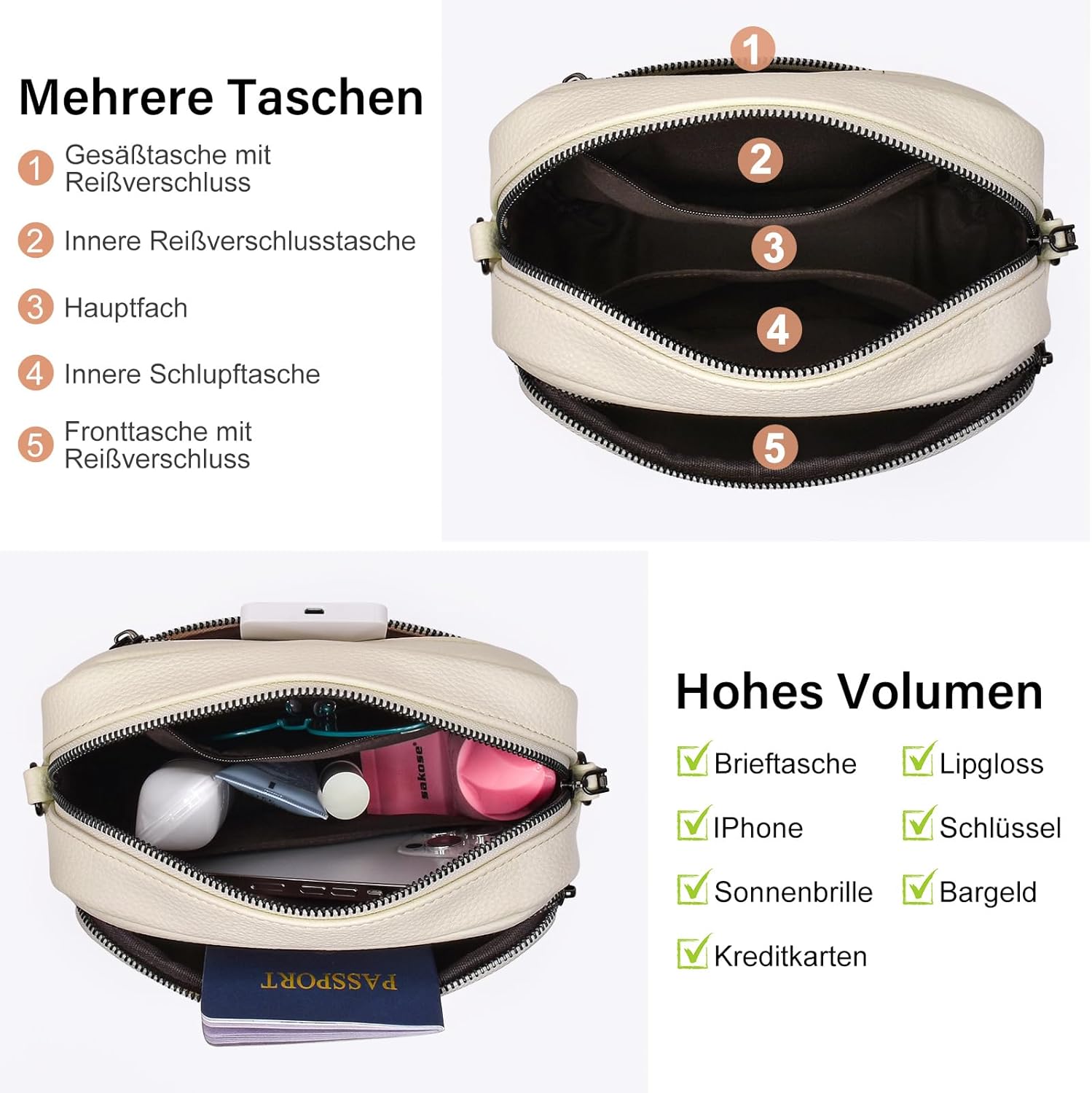 Thumbnail 2 de GASSDA Umhängetasche Kleine Handtasche 22 cm