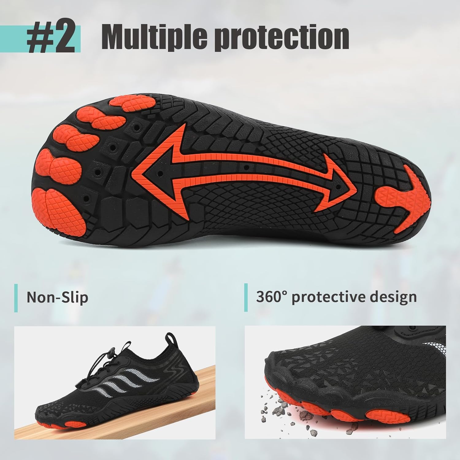Detalle 2 de Unisex Quick-Drying Barefoot Water Shoes with Elasticated Collar & Adjustable Ankle Buckle
