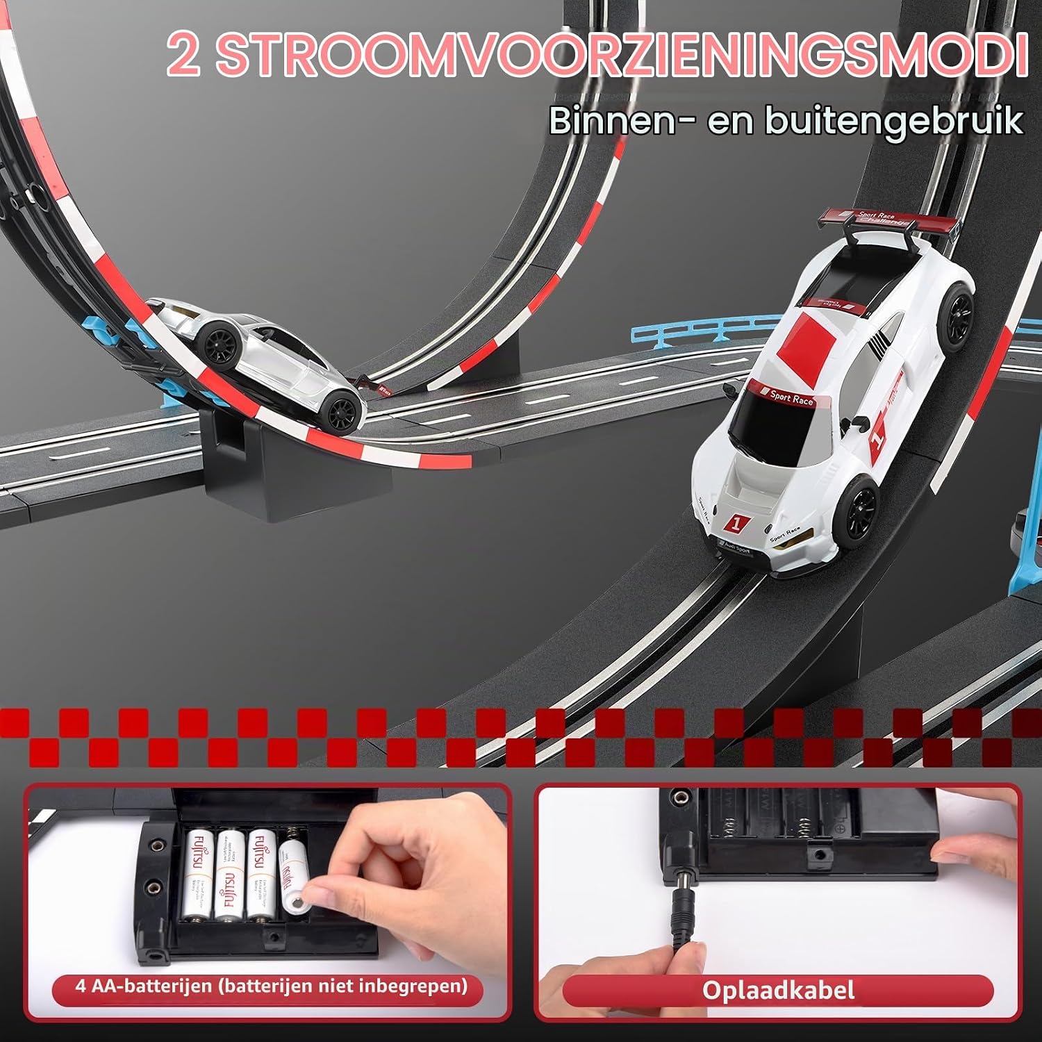 Detalle 1 de JONRRYIN Circuit Voiture Electrique pour Enfants racebaan 1:43 met 2 auto's