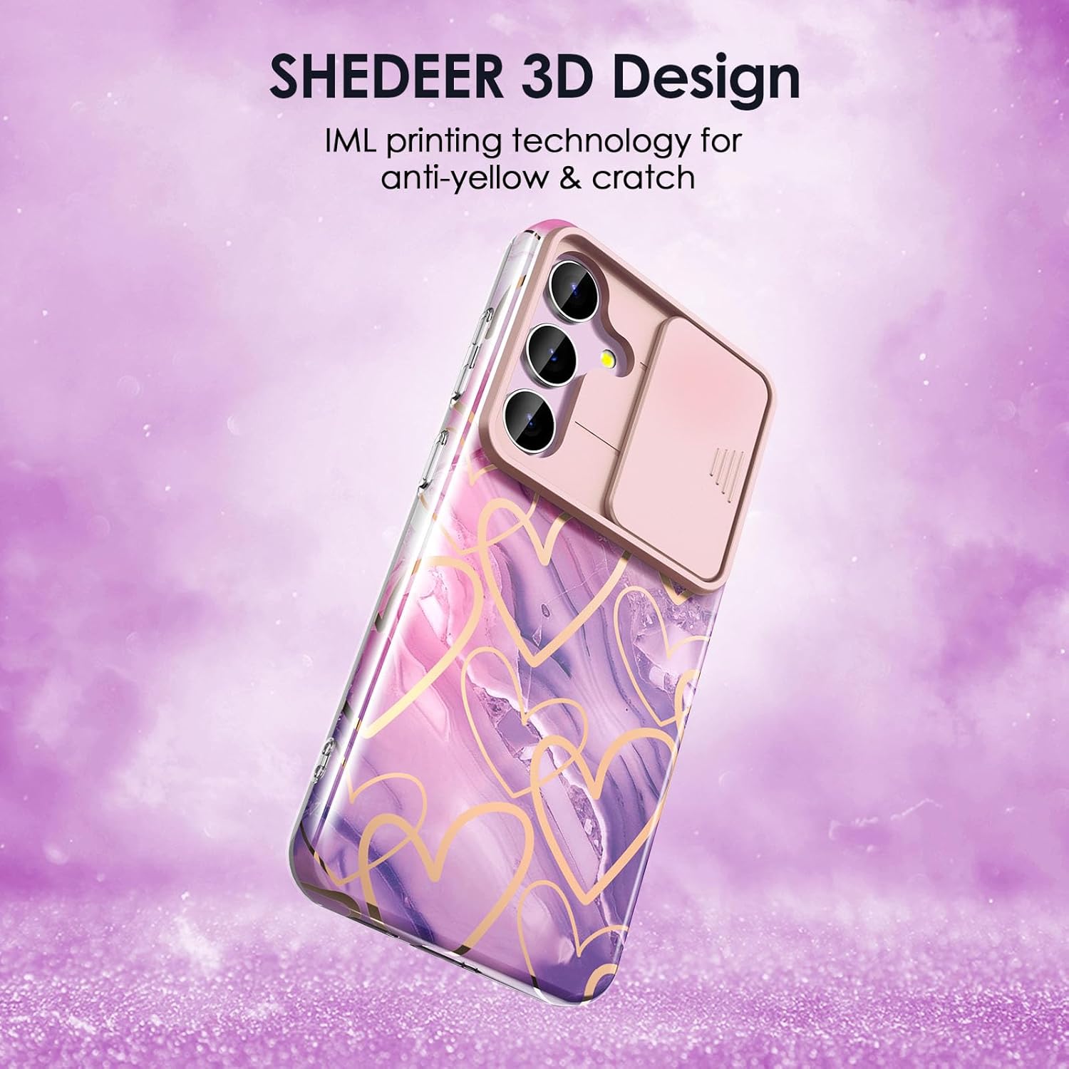 Detalle de SHEDEER Hülle für Samsung Galaxy S24 Plus – Schieberegler-Kameraabdeckung, Displayschutz, Anti-Yellowing, Thin & Stoßfest