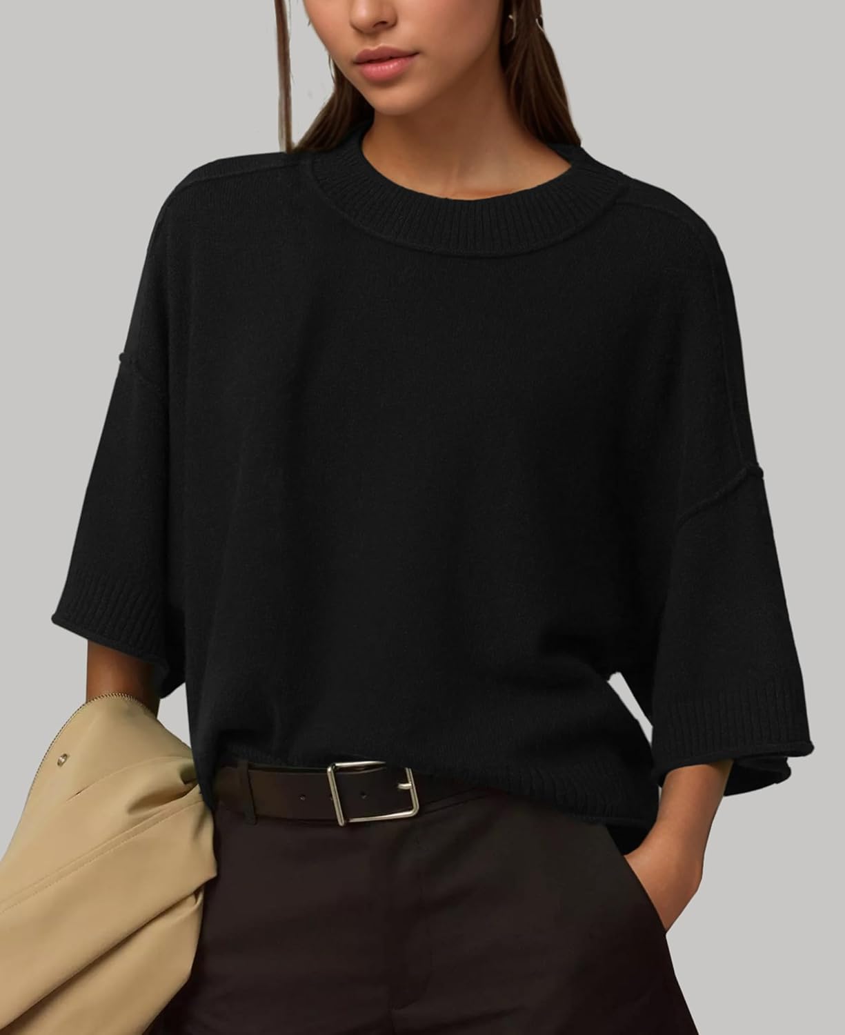 Thumbnail 1 de ZDC Women's Oversized Cropped Knit Pullover