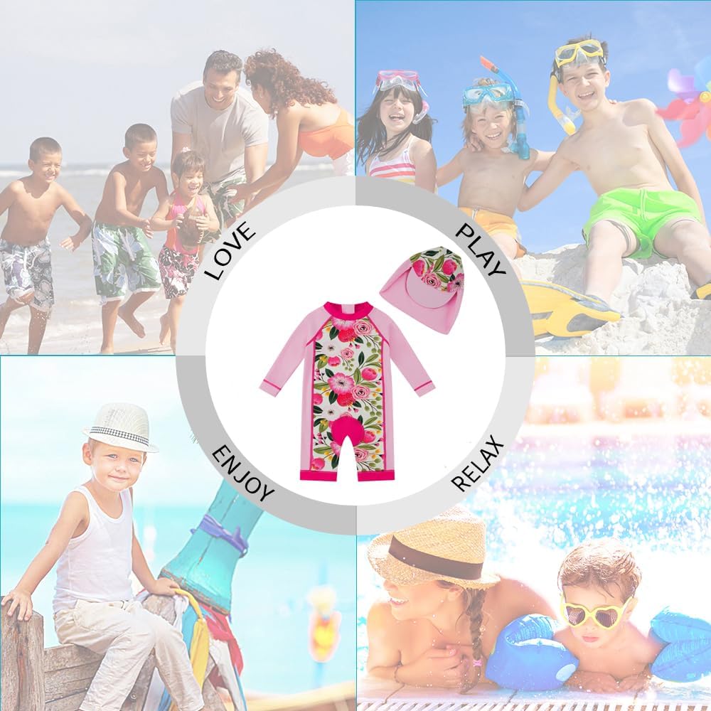 Detalle de Maillot 1 pièce bébé Fille avec Fermeture éclair et Chapeau inclus - UPF 50+
