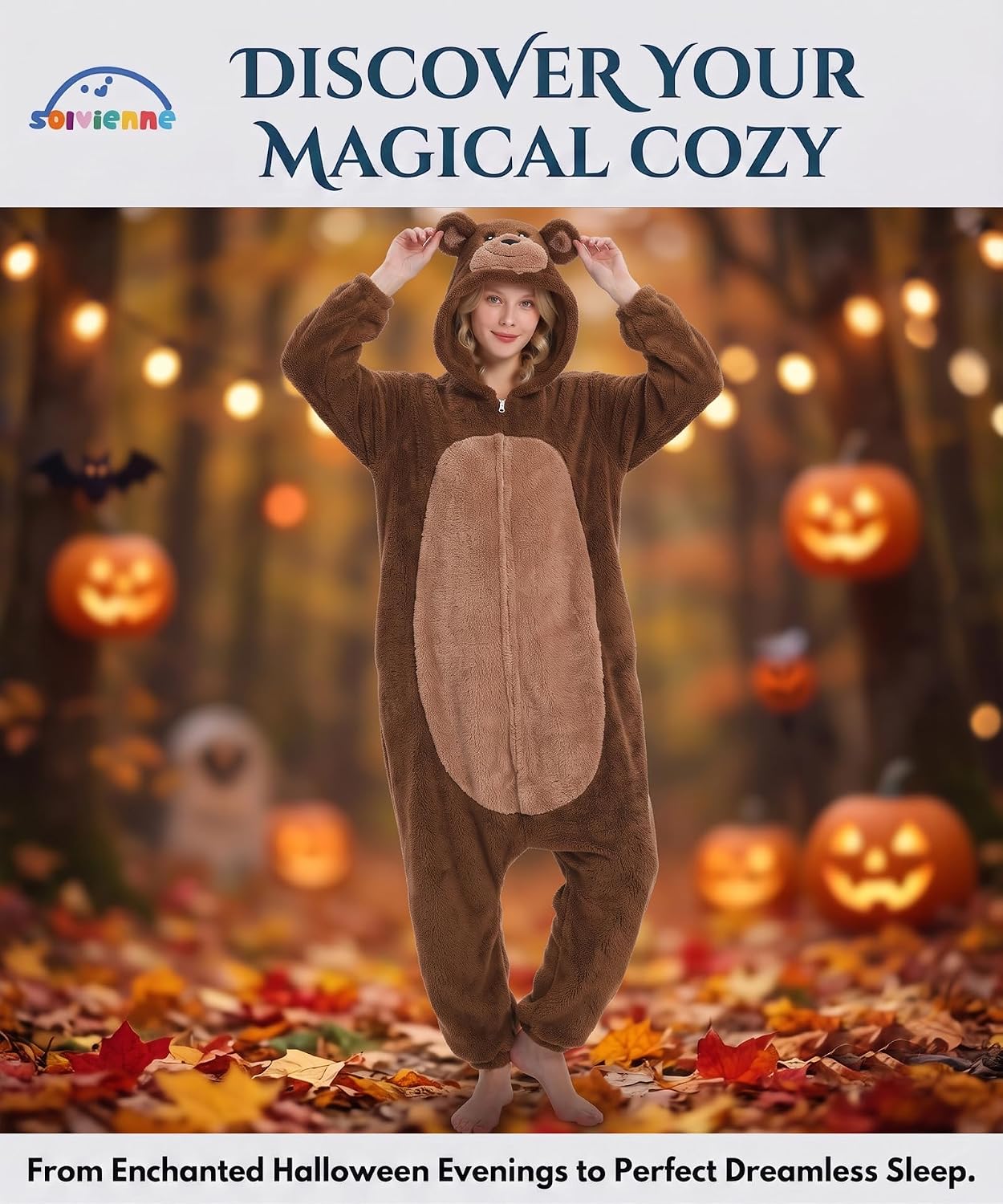 Thumbnail 6 de Solvienne Adult Onesie Halloween Costume, Plush Zip-Up Pajamas with Pockets
