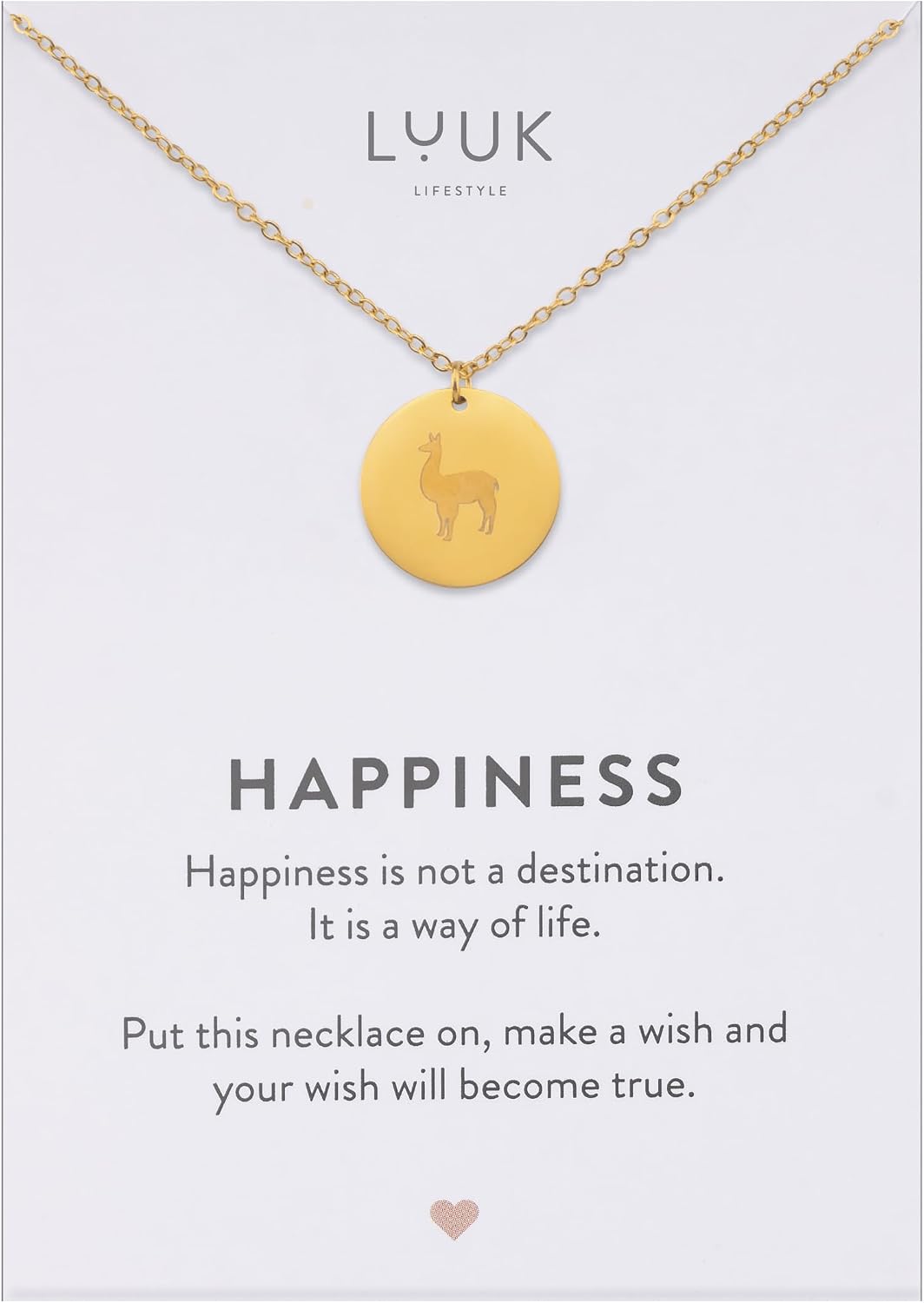 Thumbnail 6 de LUUK LIFESTYLE Halskette mit Walflossen-Anhänger, Happiness-Spruchkarte & Edelstahl – filigran in Silber, Gold oder Rosé