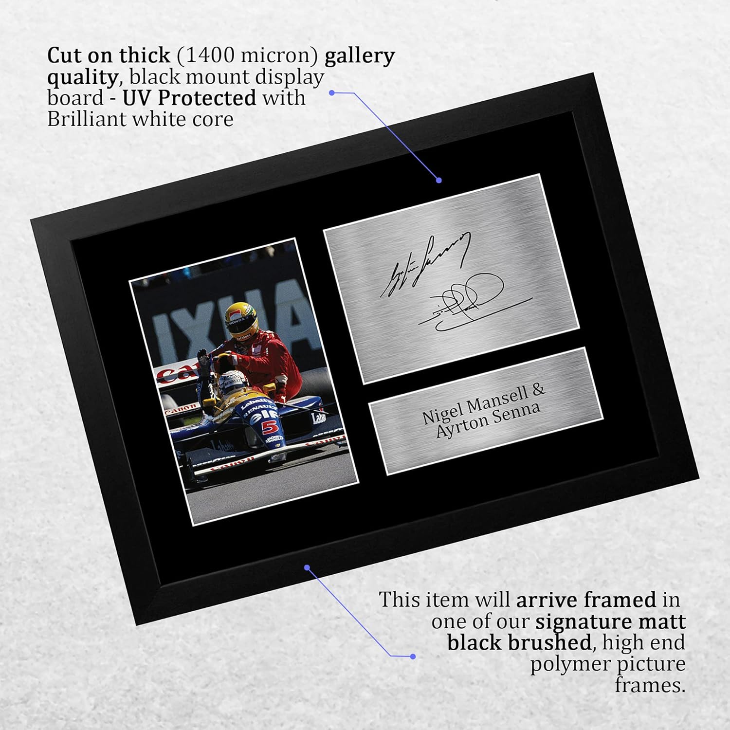 Thumbnail 2 de HWC Trading FR A4 Nigel Mansell & Ayrton Senna Formula 1 framed signed autograph photo (A4)