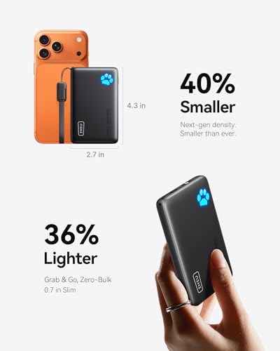 Detalle de INIU 45W Fast Charging Portable Charger, 10000mAh with Detachable Cable