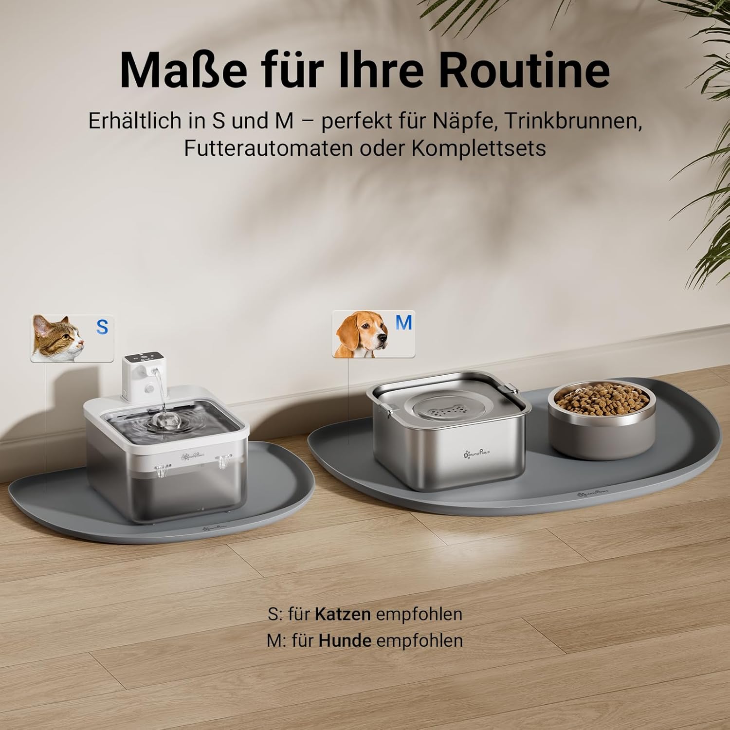 Detalle 2 de DownyPaws Napfunterlage Katzen – Silikon Futtermatte, BPA-frei, 62 × 43 cm, Grau