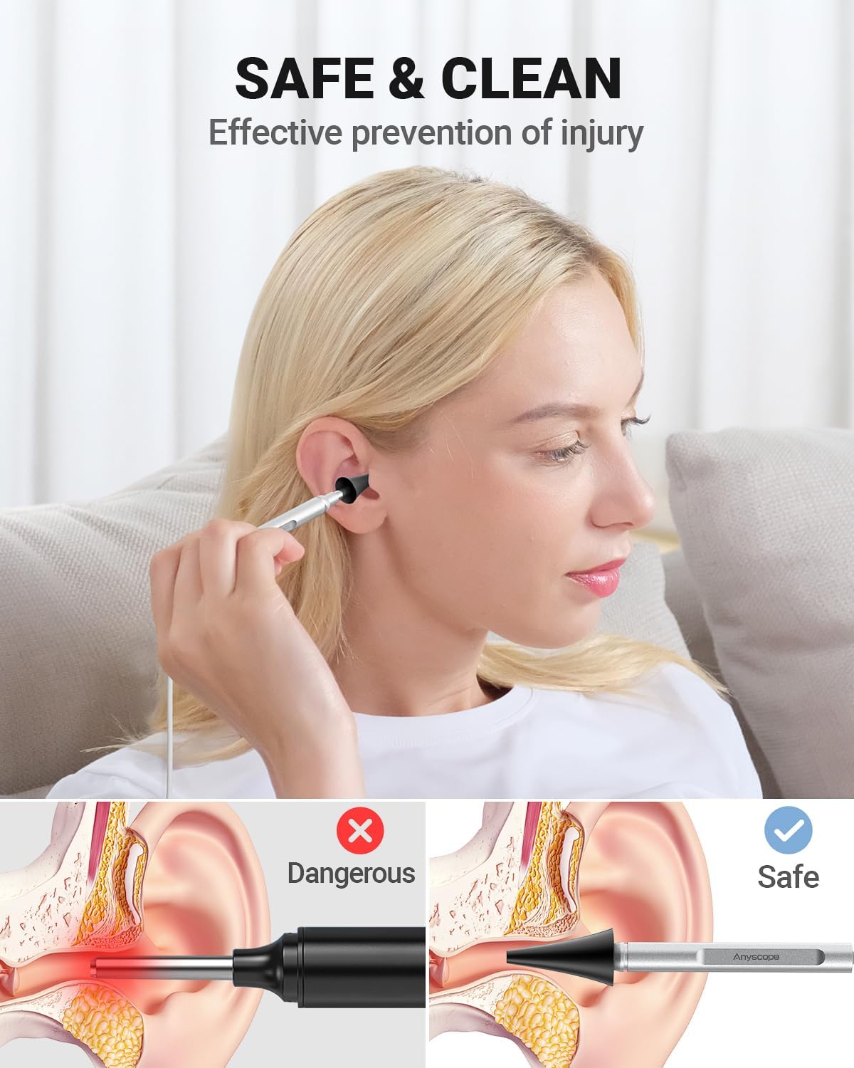 Detalle de AnyScope Digital Otoscope for iPhone & Android, 3.9 mm Camera, 6 LEDs